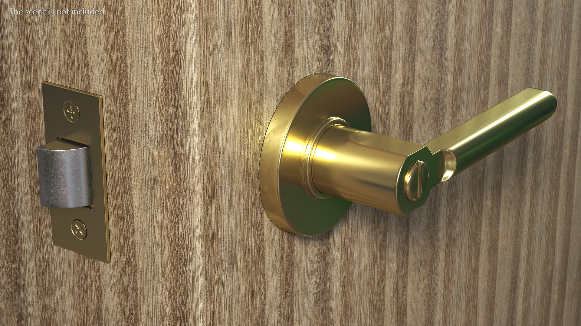 Passage Door Lock with Handle Gold 3D model