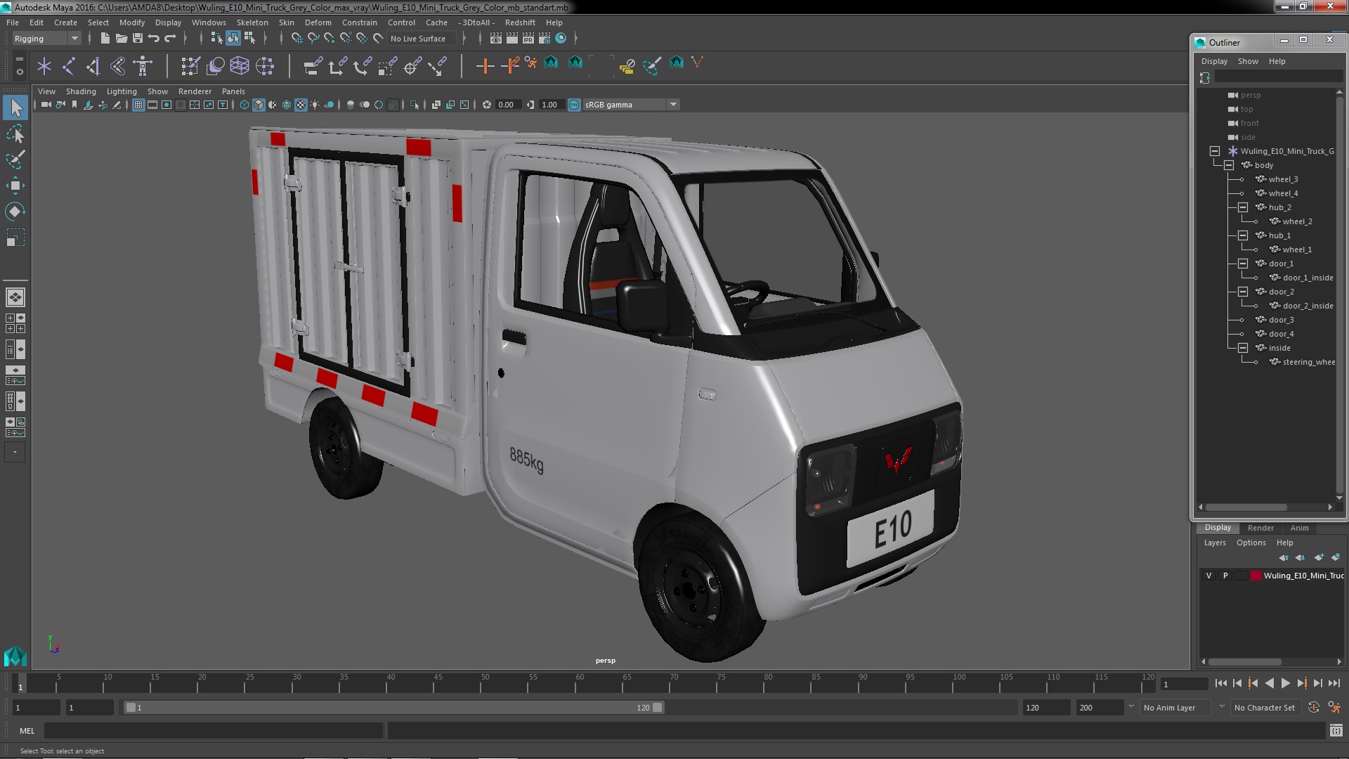 Wuling E10 Mini Truck Grey Color 3D