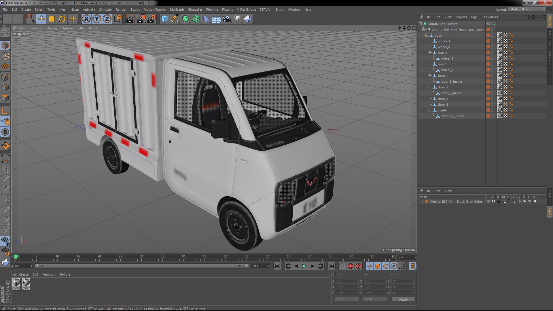 Wuling E10 Mini Truck Grey Color 3D