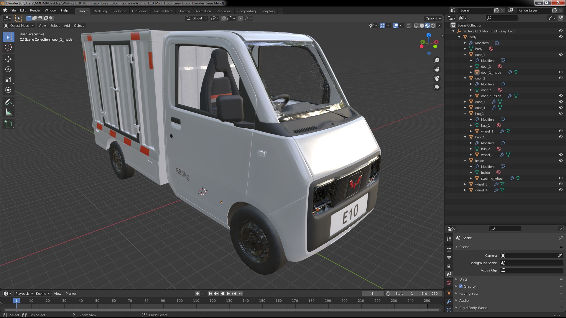 Wuling E10 Mini Truck Grey Color 3D