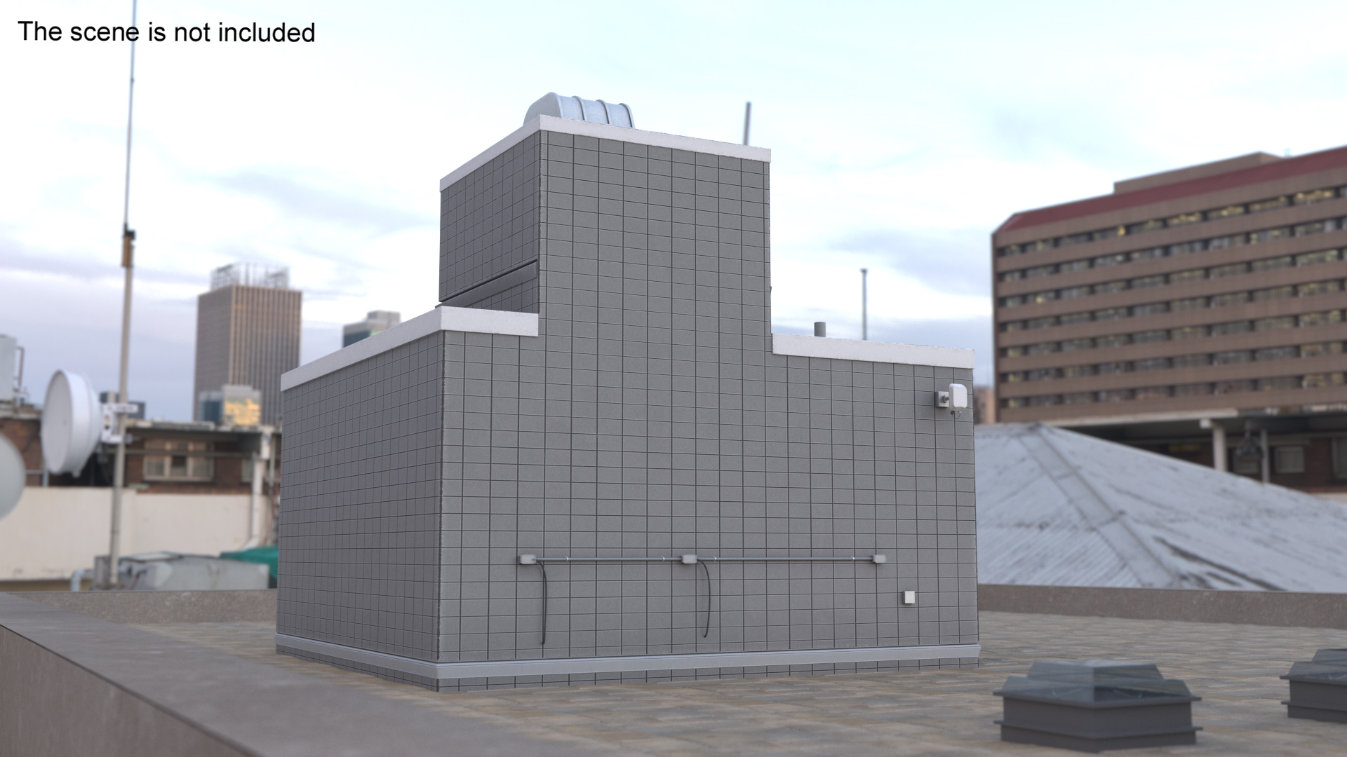 3D model Building Rooftop Entrance