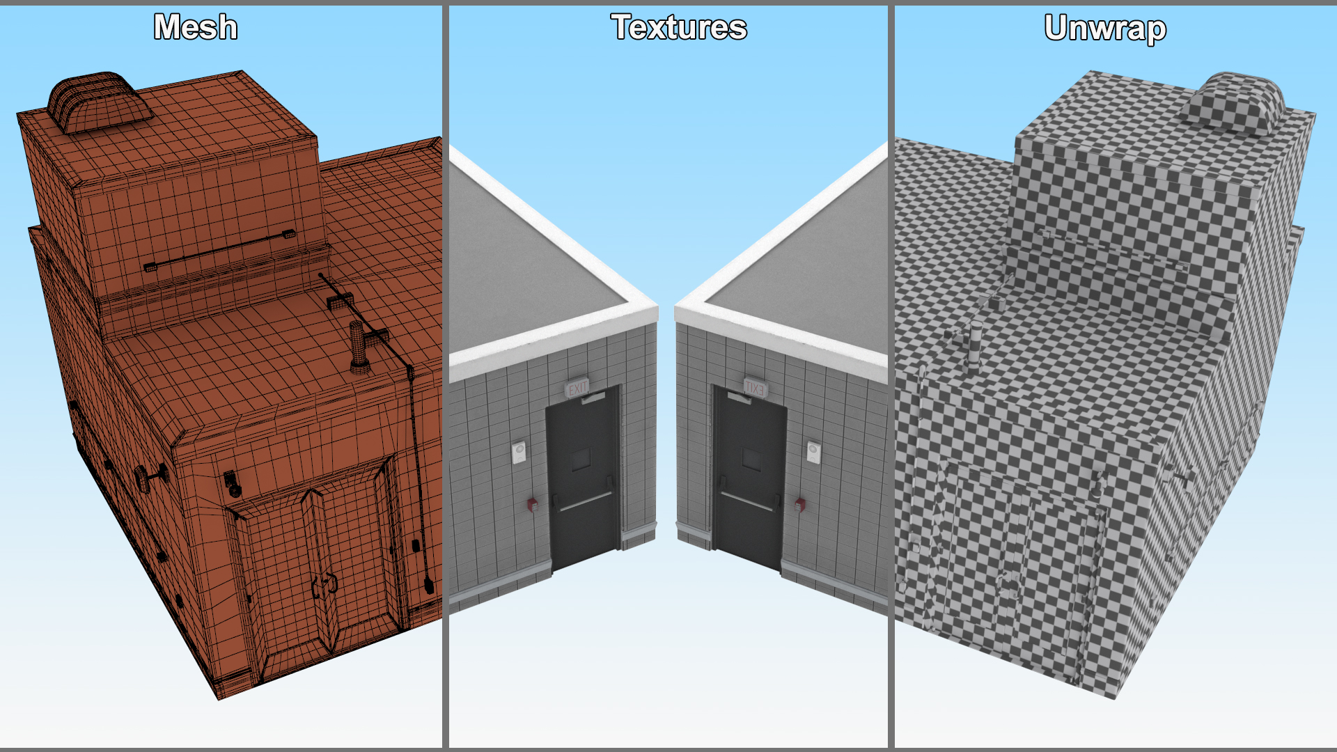 3D model Building Rooftop Entrance