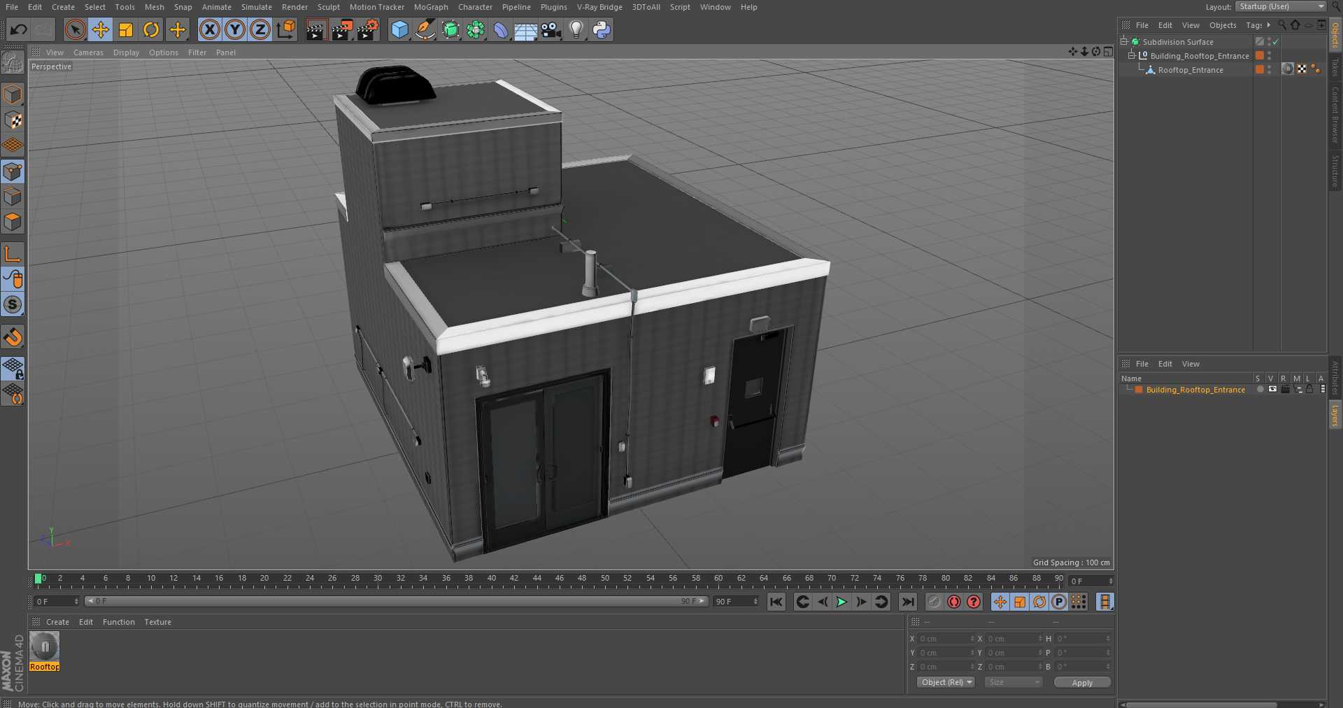 3D model Building Rooftop Entrance