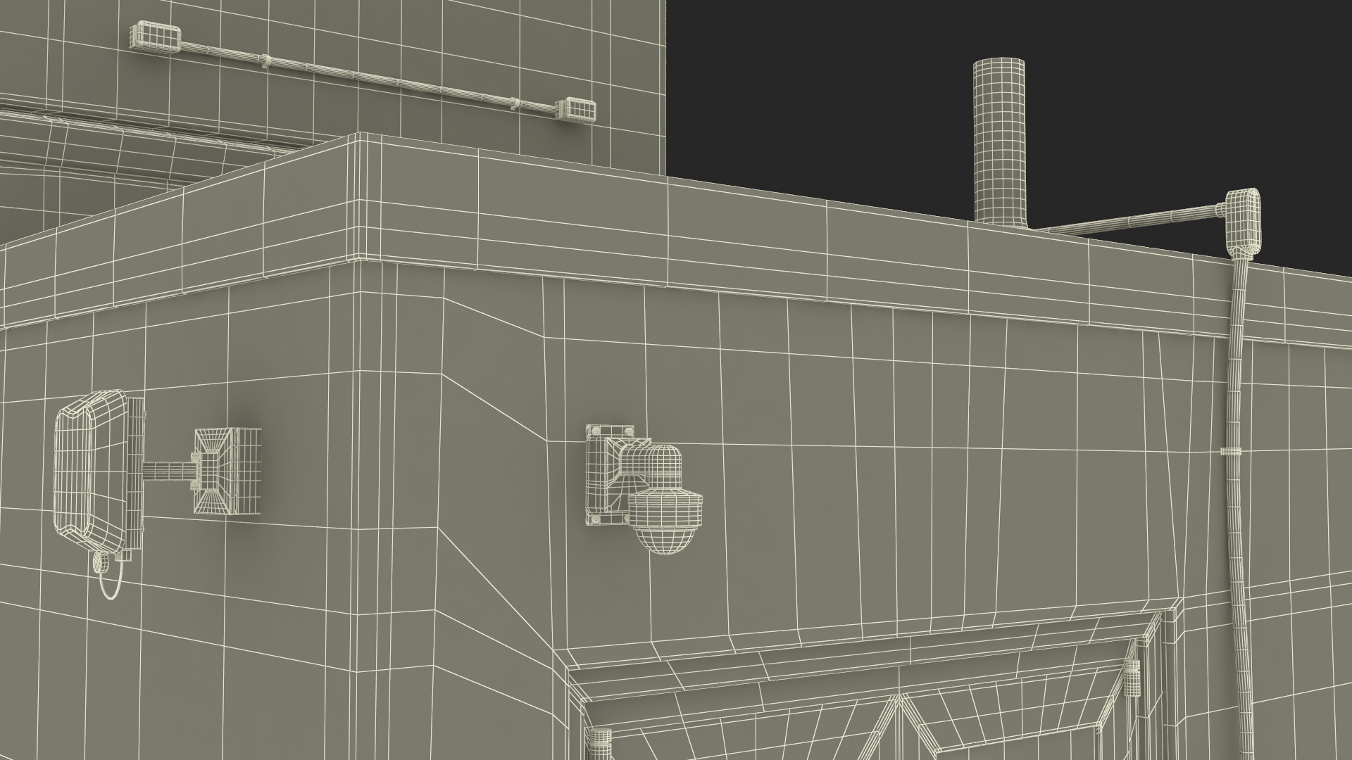3D model Building Rooftop Entrance