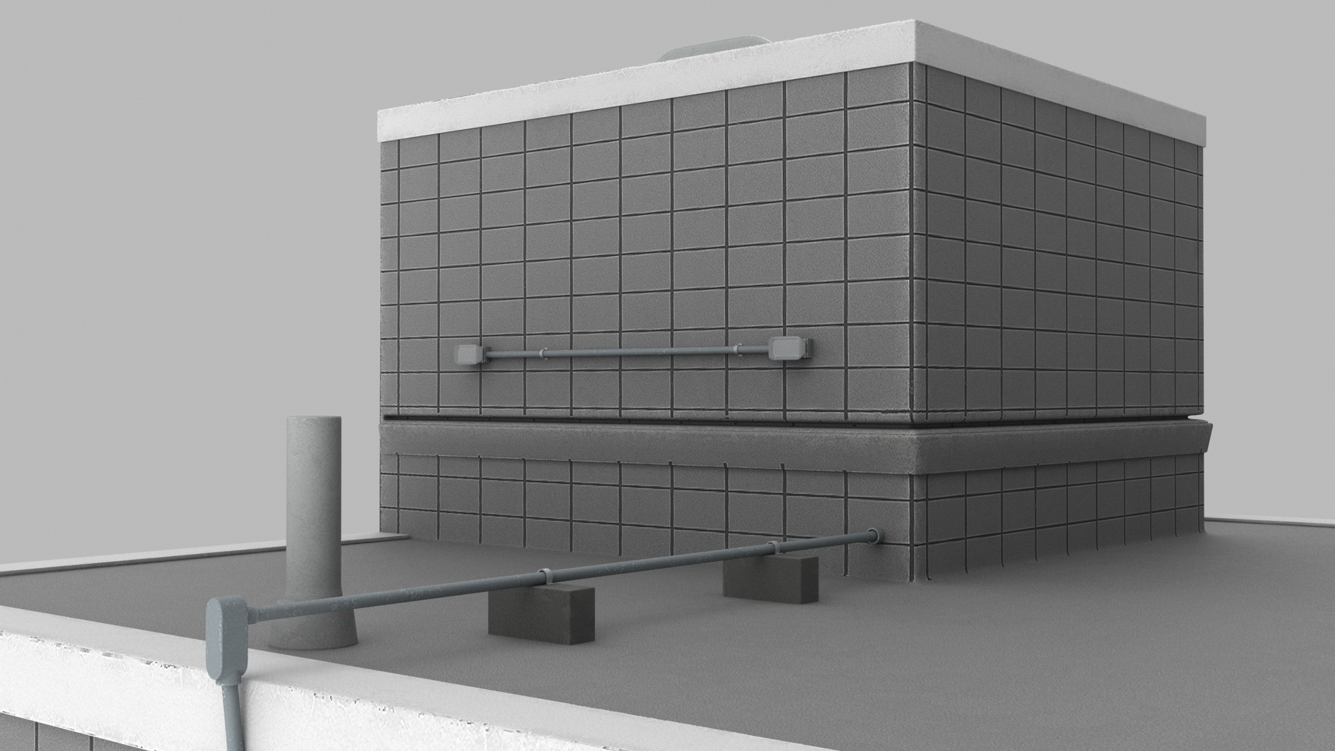 3D model Building Rooftop Entrance