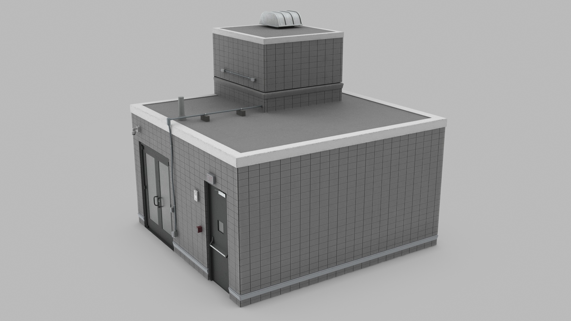 3D model Building Rooftop Entrance