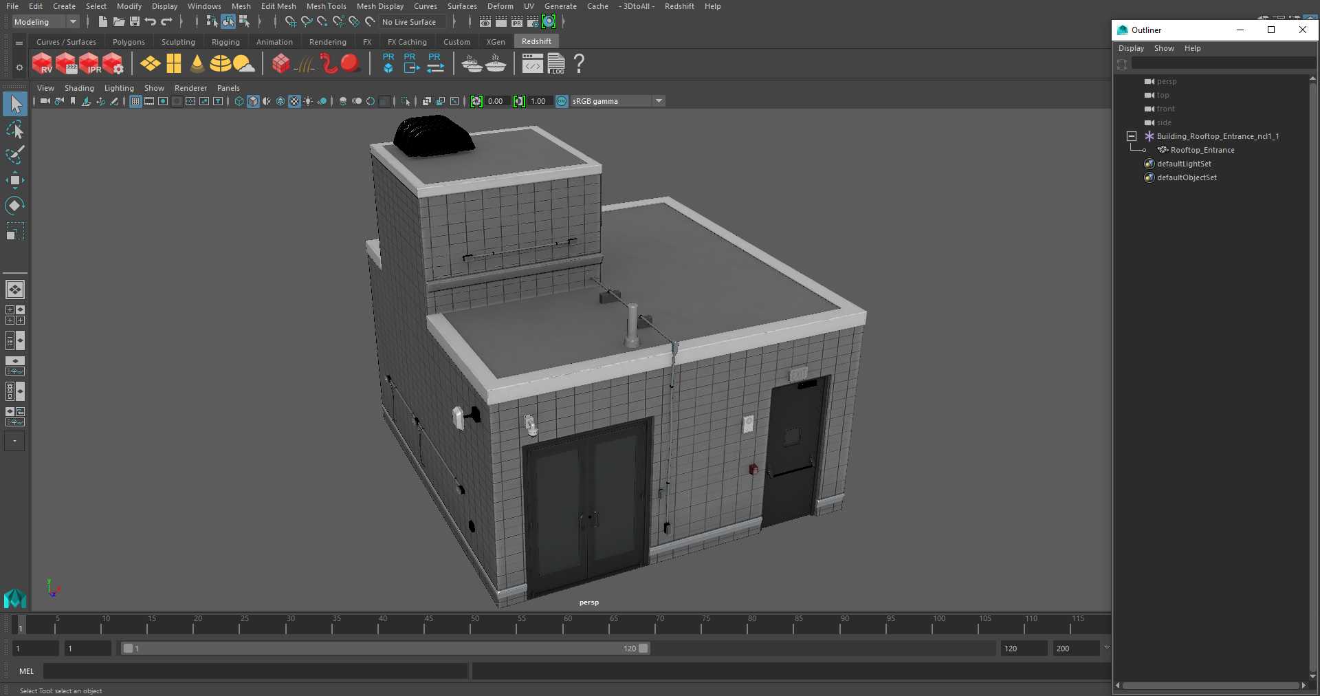 3D model Building Rooftop Entrance