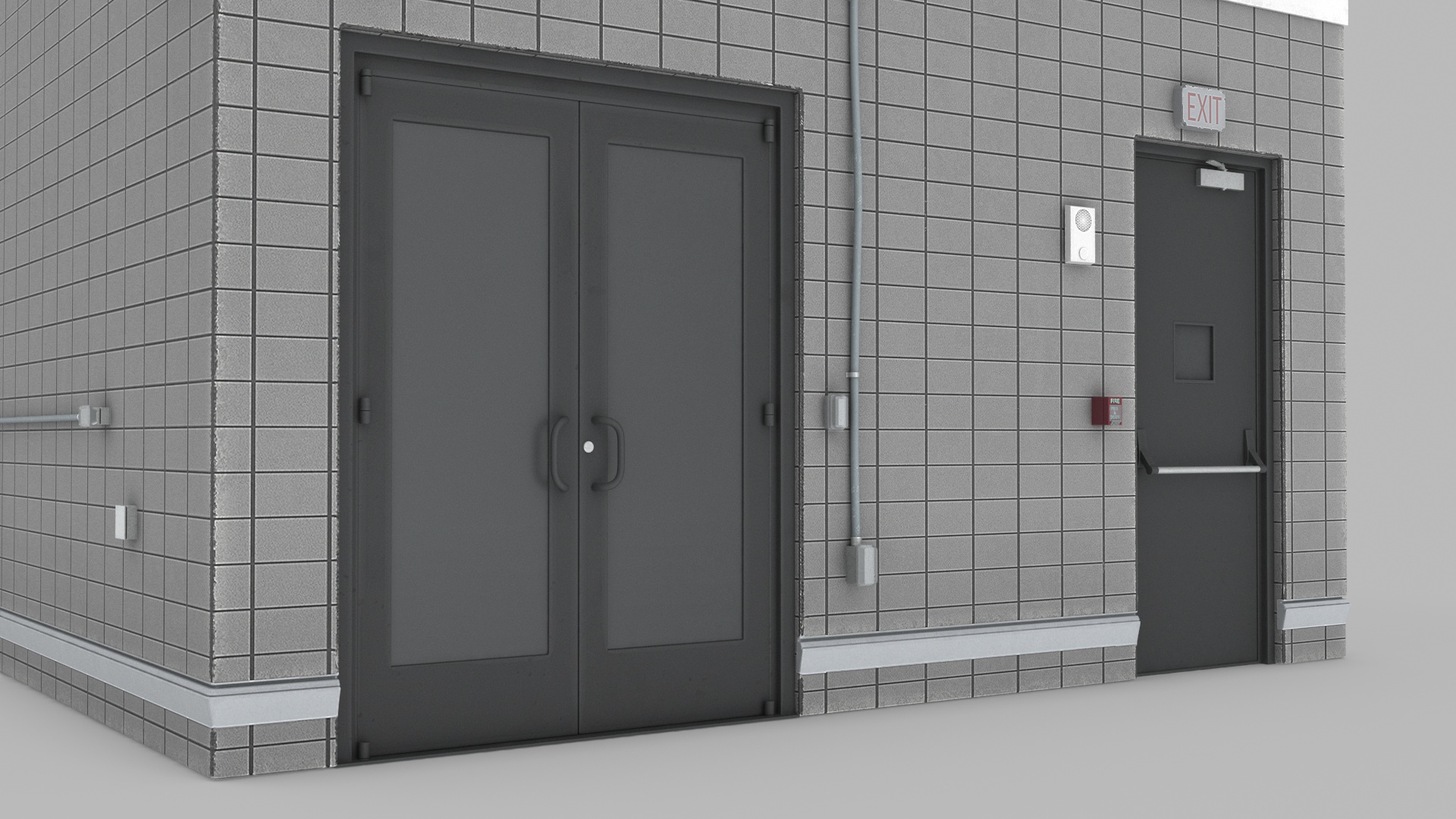 3D model Building Rooftop Entrance