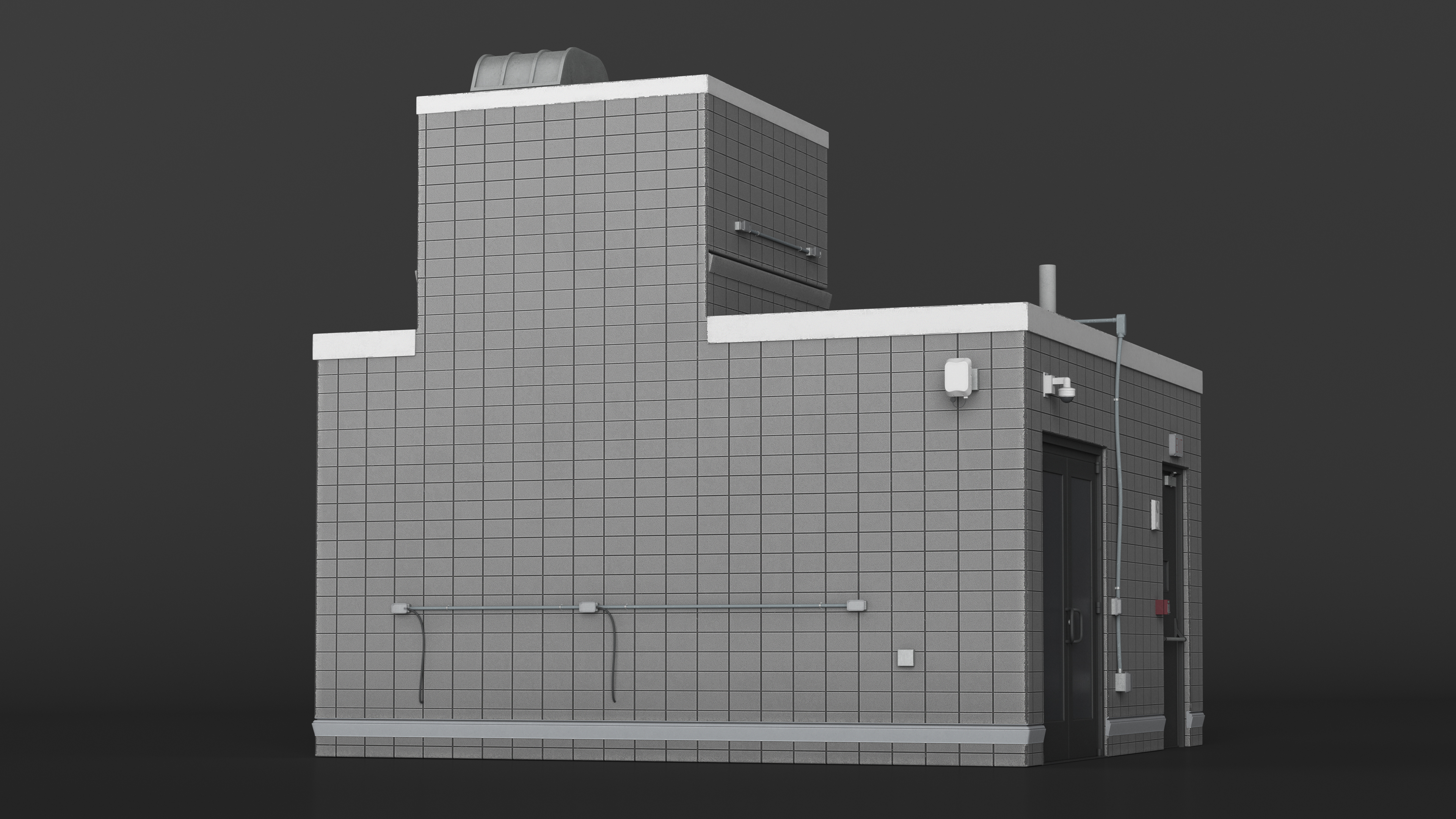 3D model Building Rooftop Entrance
