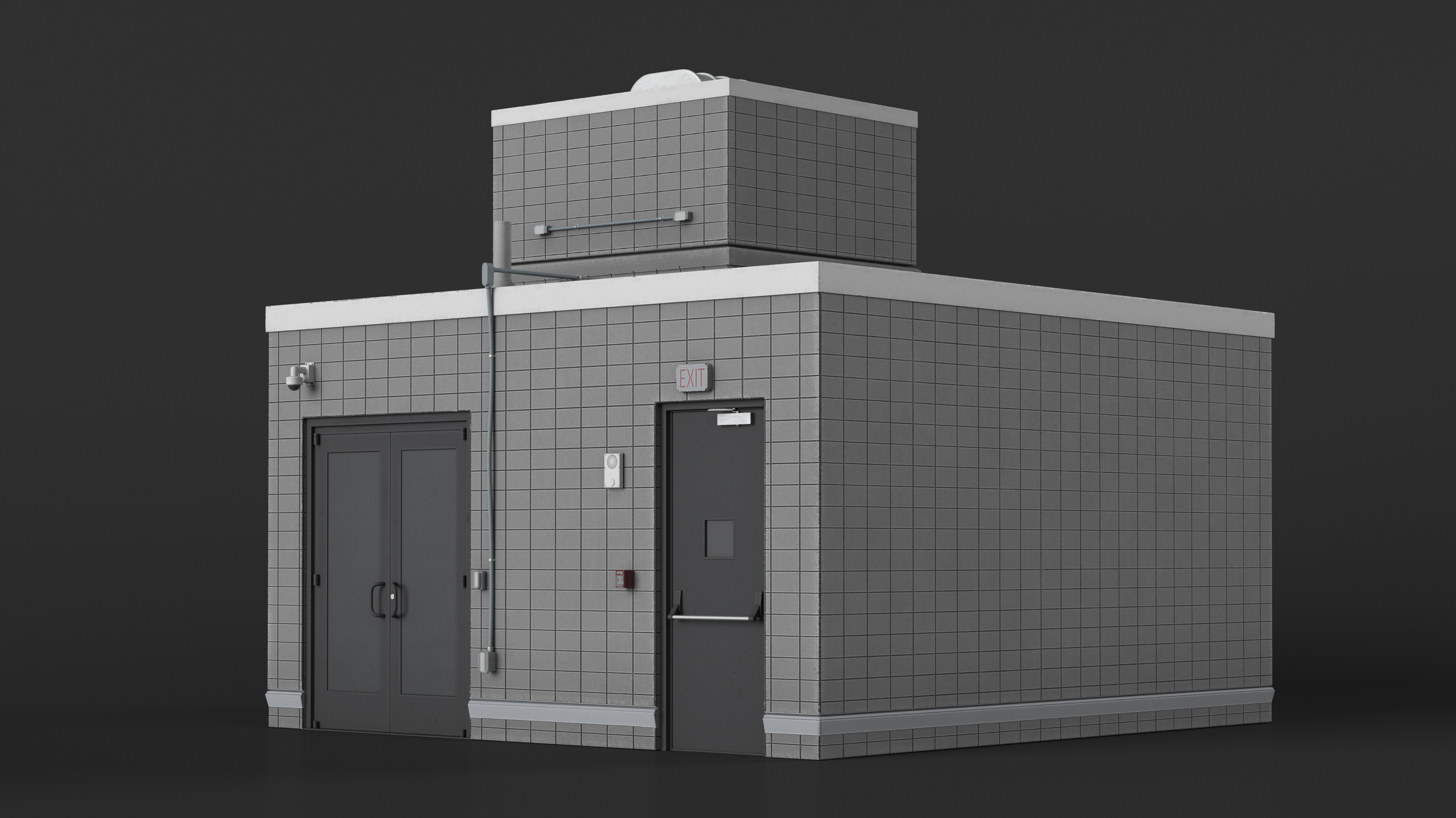 3D model Building Rooftop Entrance