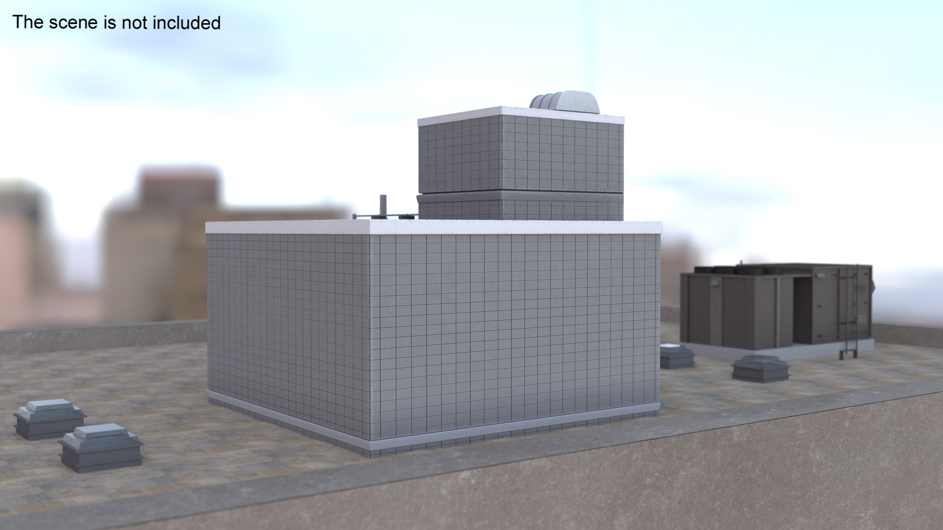 3D model Building Rooftop Entrance