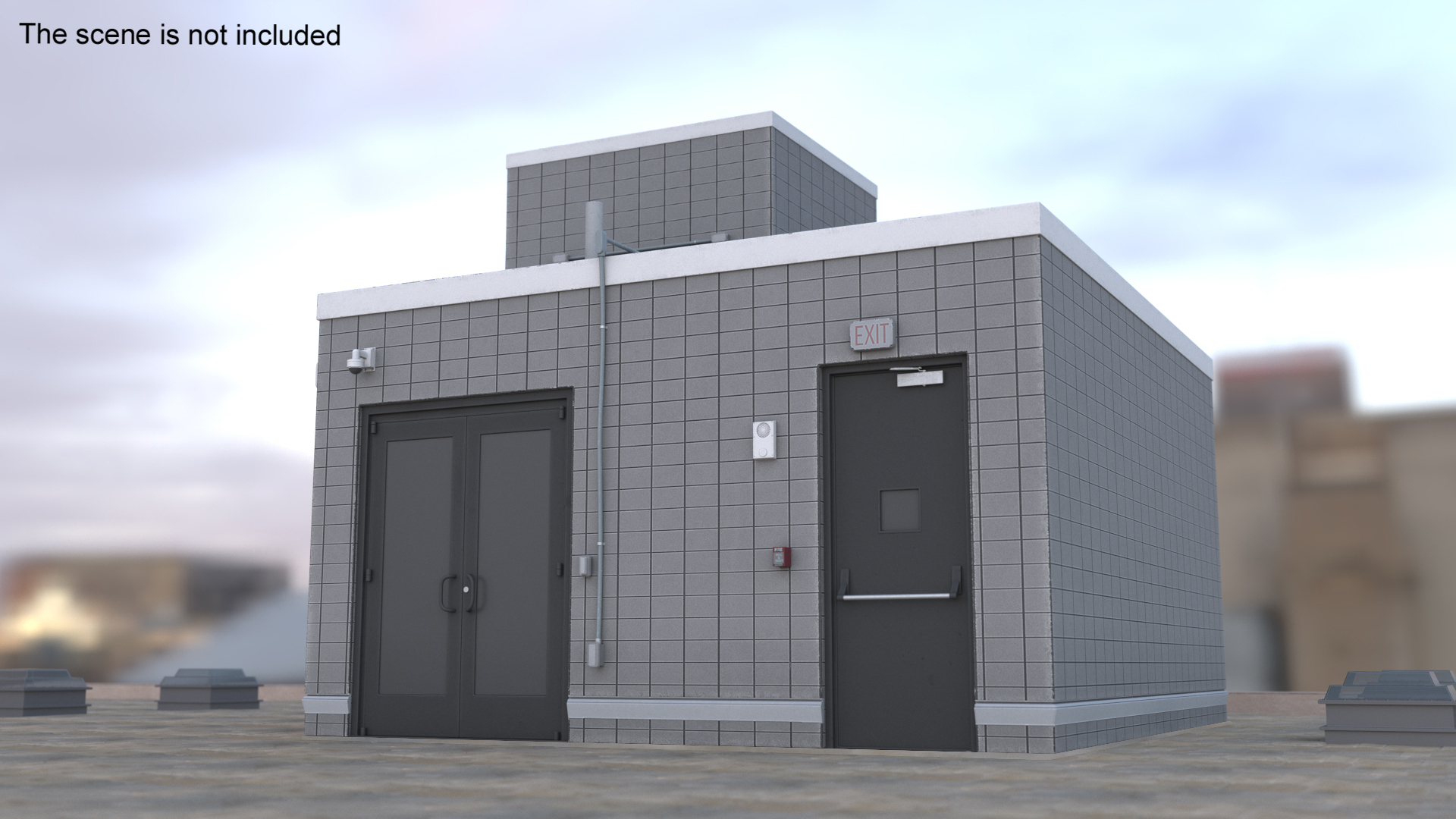 3D model Building Rooftop Entrance