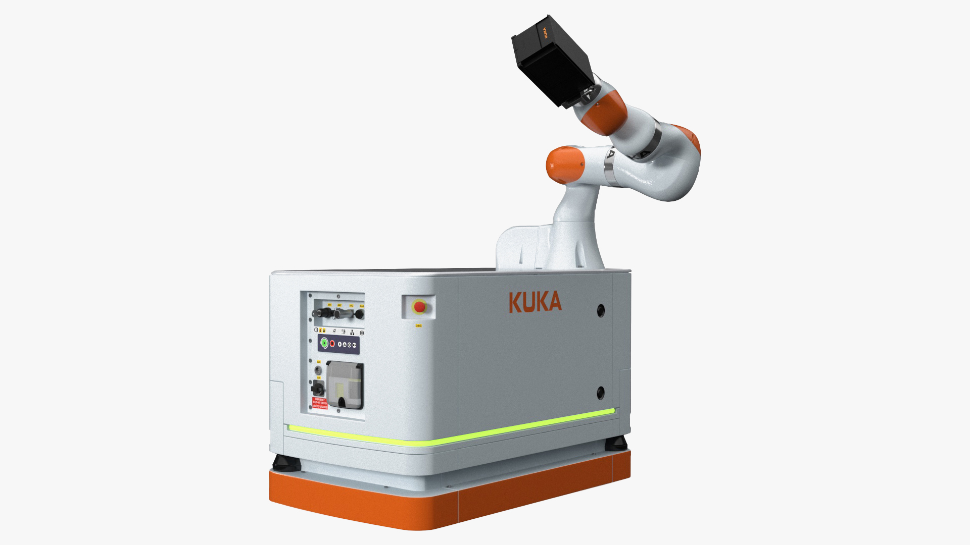 Mobile Robot KUKA KMR Iiwa with Special Box Rigged for Cinema 4D 3D model