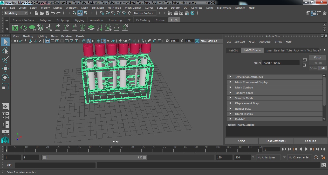 3D Steel Test Tube Rack with Test Tubes