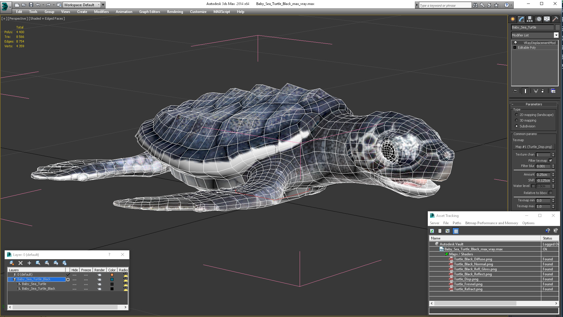 3D Baby Sea Turtle Black