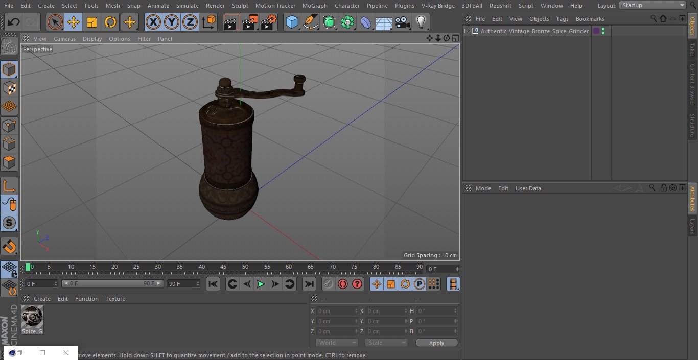 3D Authentic Vintage Bronze Spice Grinder model