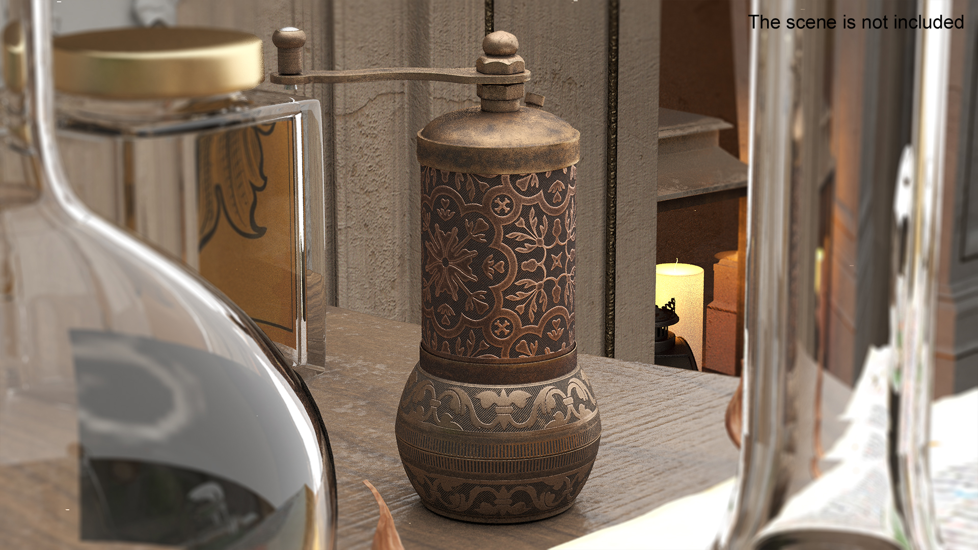 3D Authentic Vintage Bronze Spice Grinder model