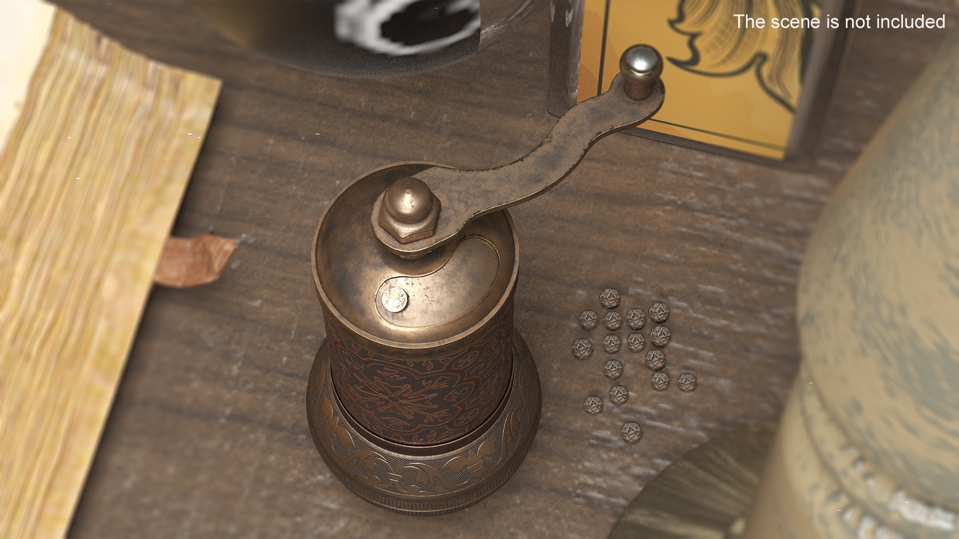 3D Authentic Vintage Bronze Spice Grinder model