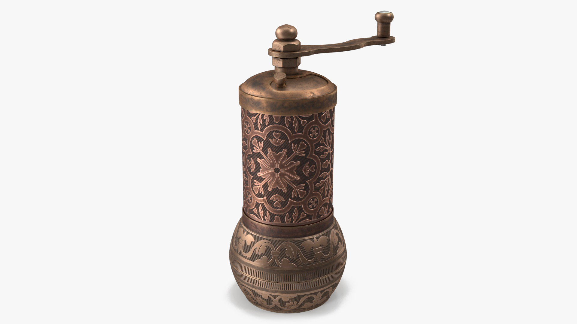3D Authentic Vintage Bronze Spice Grinder model