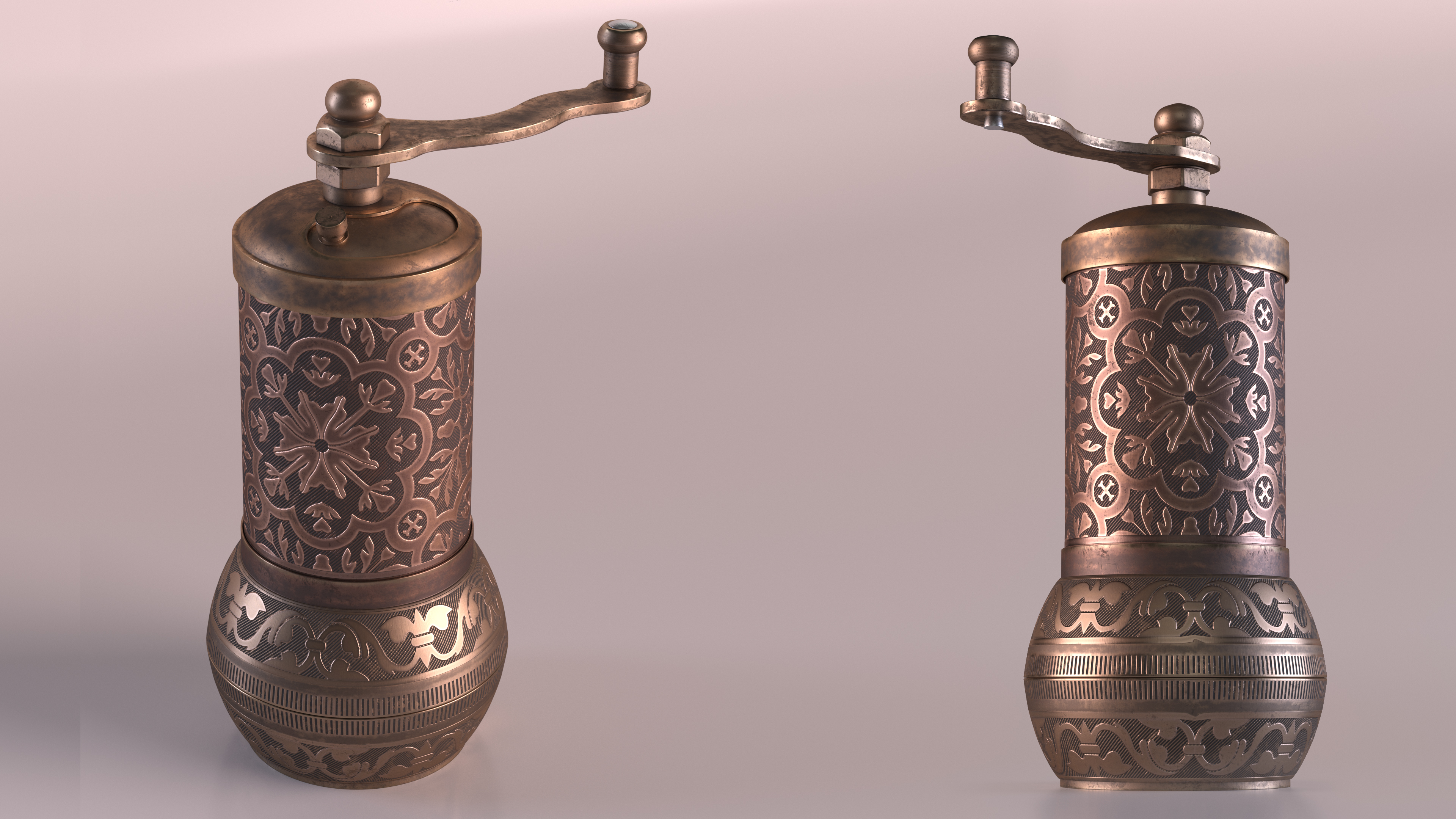 3D Authentic Vintage Bronze Spice Grinder model