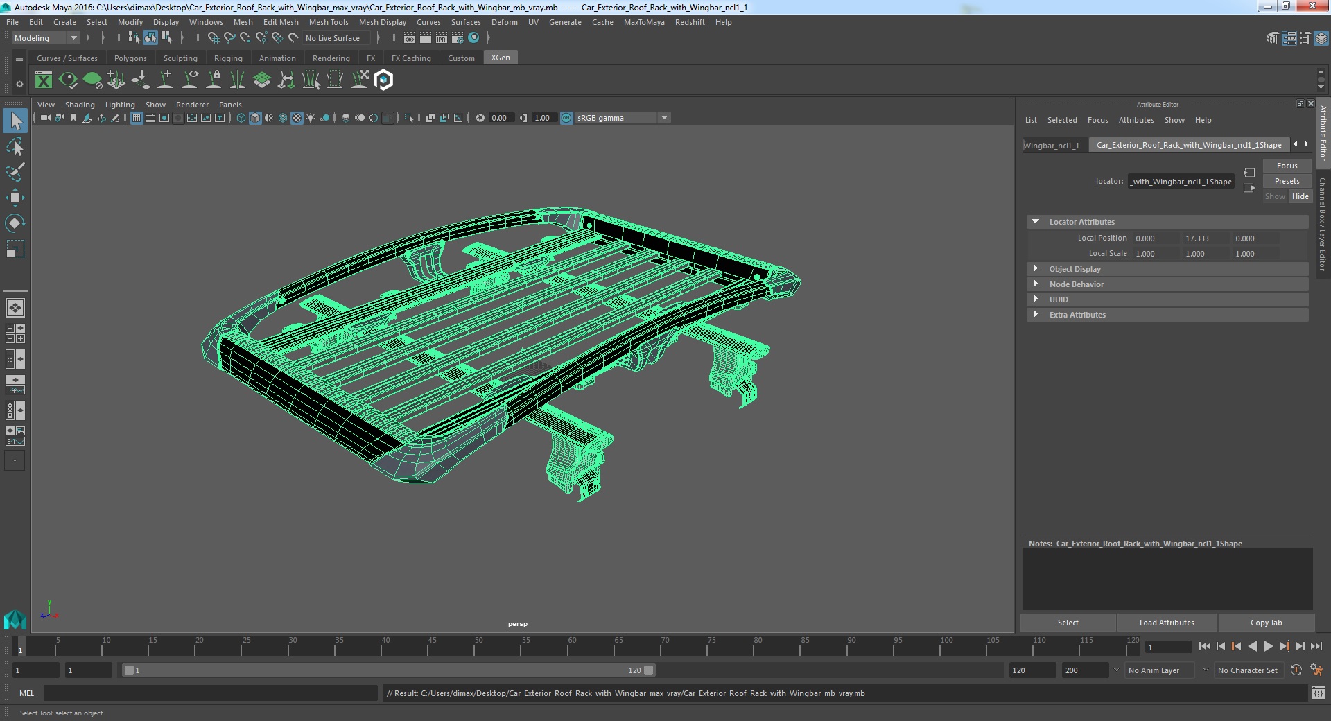3D model Car Exterior Roof Rack with Wingbar