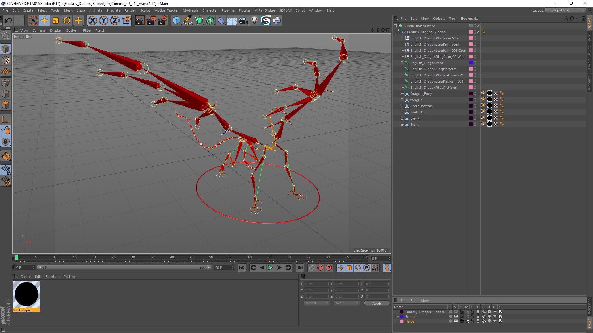 3D model Fantasy Dragon Rigged for Cinema 4D