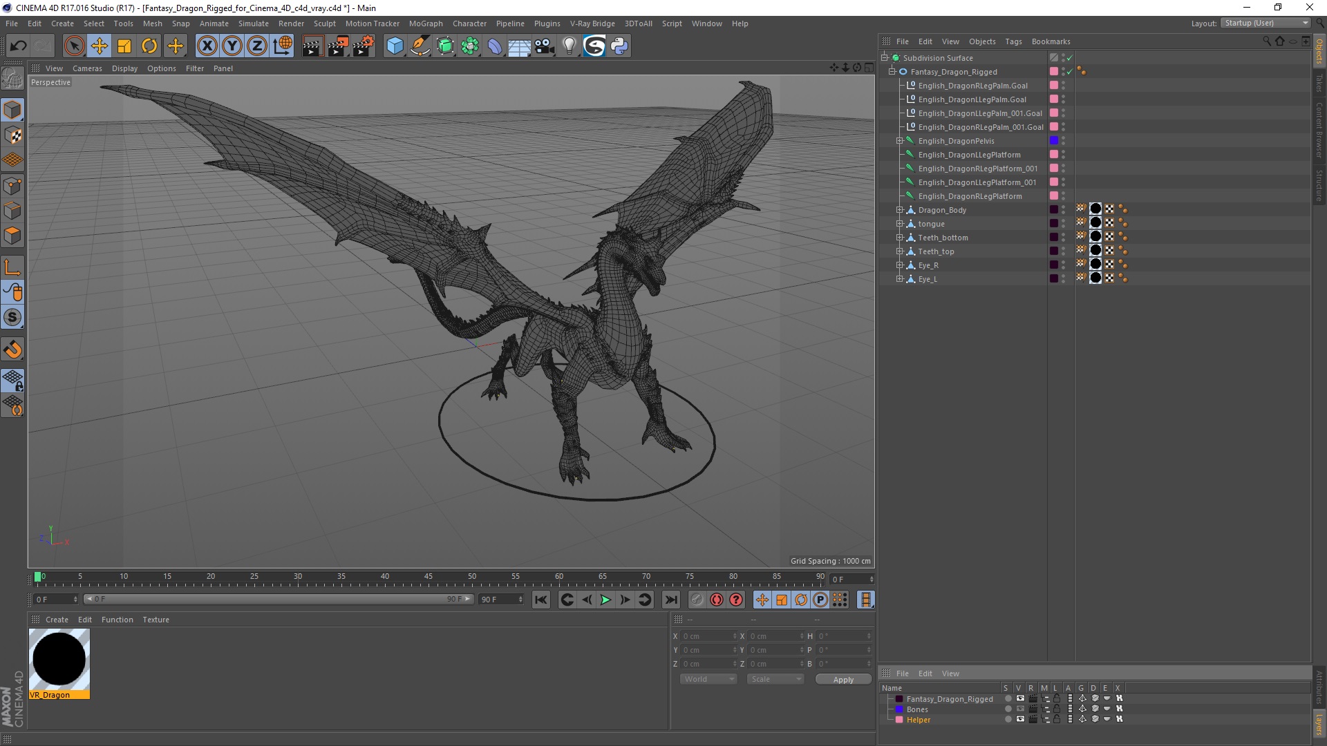 3D model Fantasy Dragon Rigged for Cinema 4D