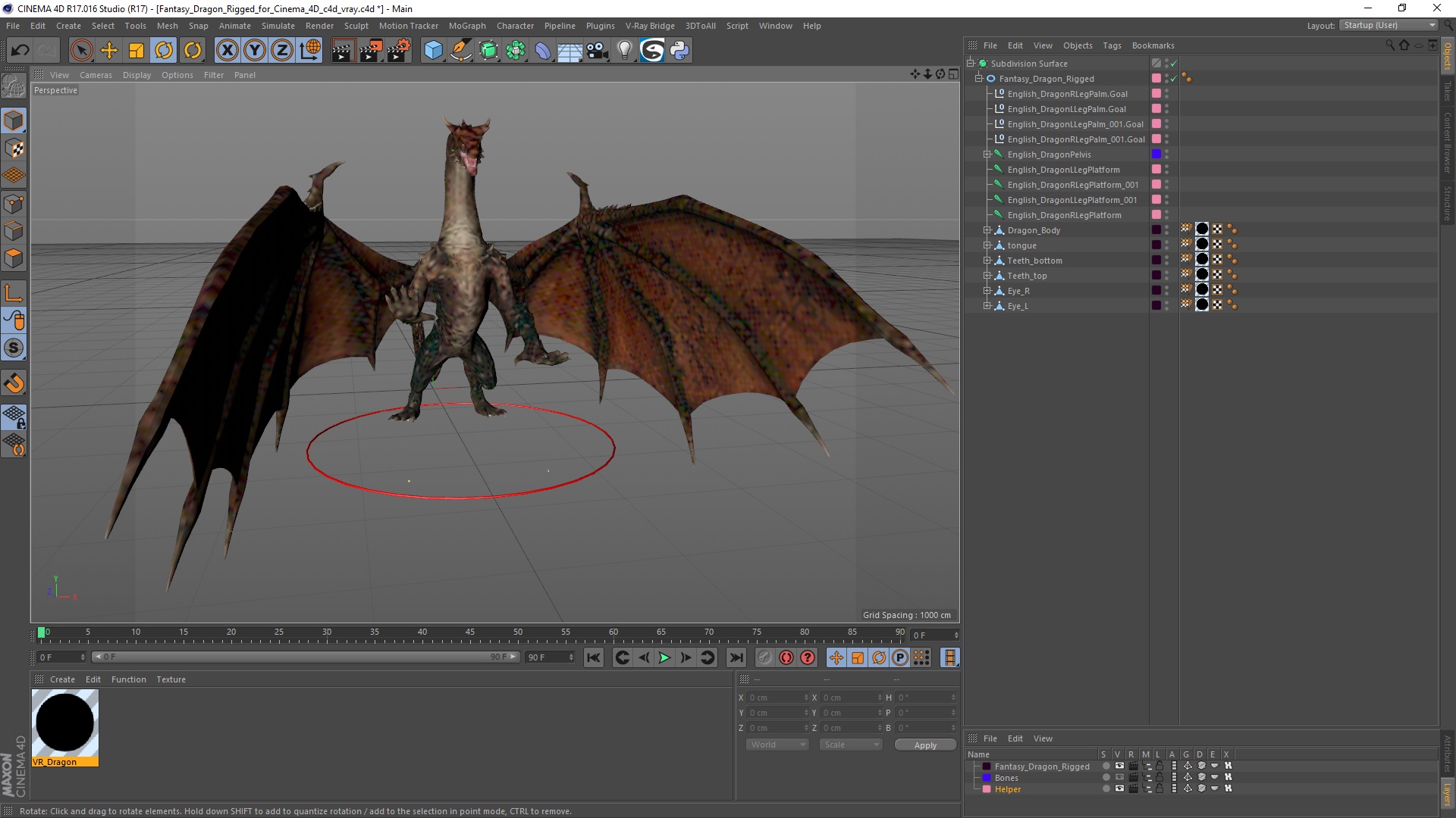 3D model Fantasy Dragon Rigged for Cinema 4D