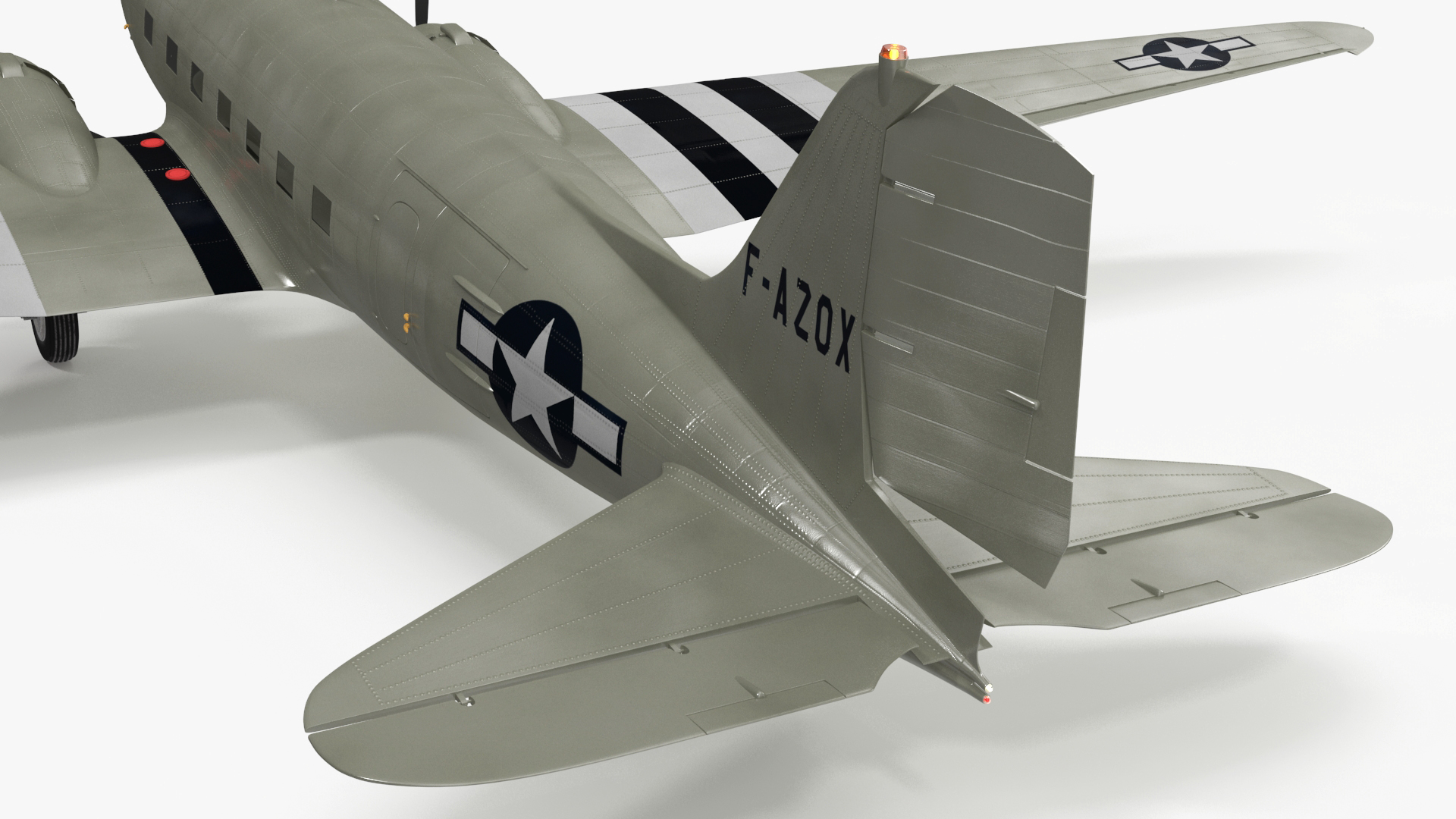 3D World War II C-47 Skytrain Aircraft Rigged for Cinema 4D