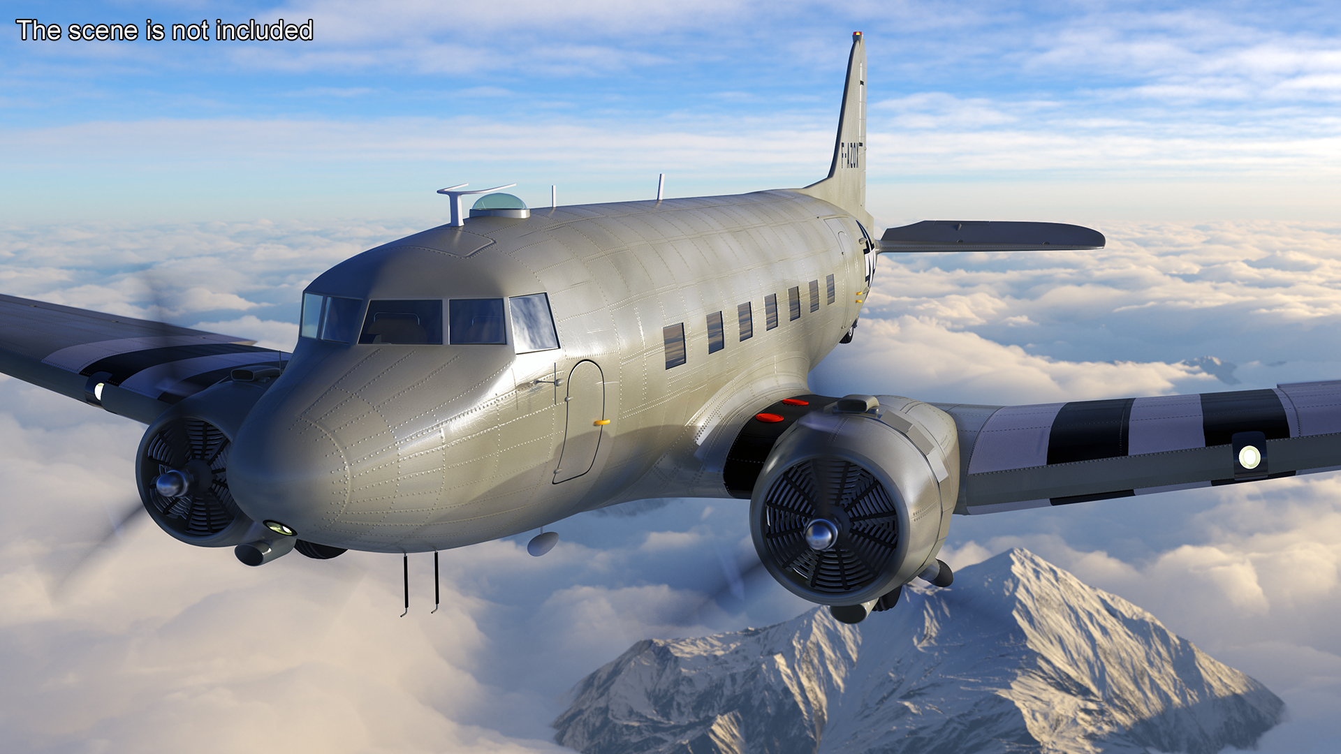 3D World War II C-47 Skytrain Aircraft Rigged for Cinema 4D