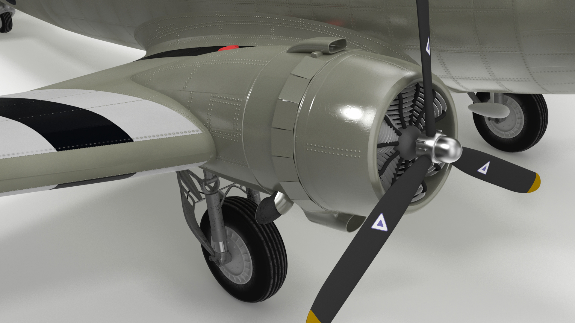 3D World War II C-47 Skytrain Aircraft Rigged for Cinema 4D