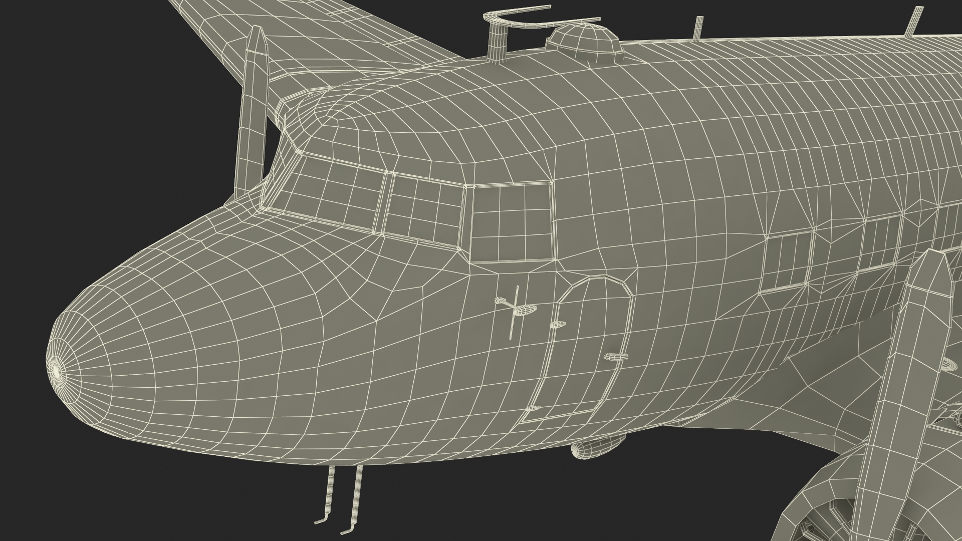 3D World War II C-47 Skytrain Aircraft Rigged for Cinema 4D