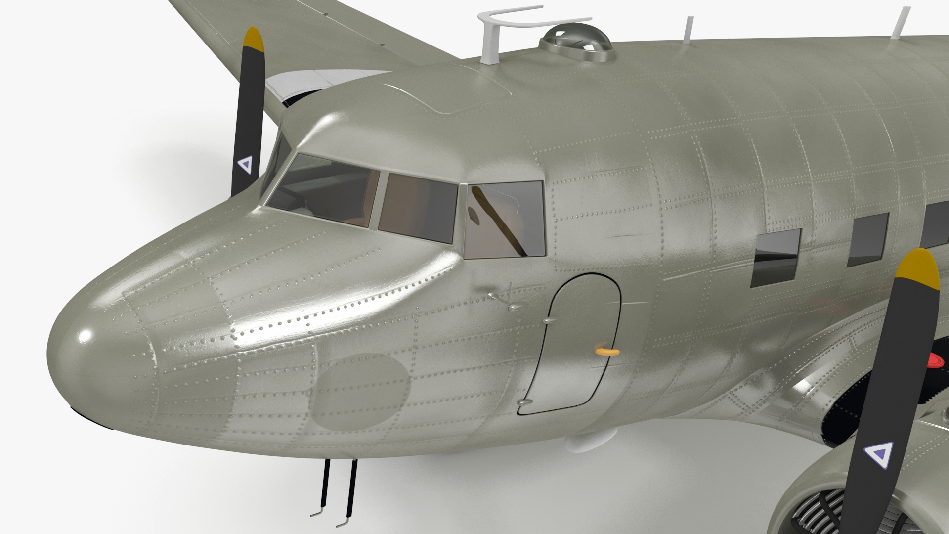 3D World War II C-47 Skytrain Aircraft Rigged for Cinema 4D
