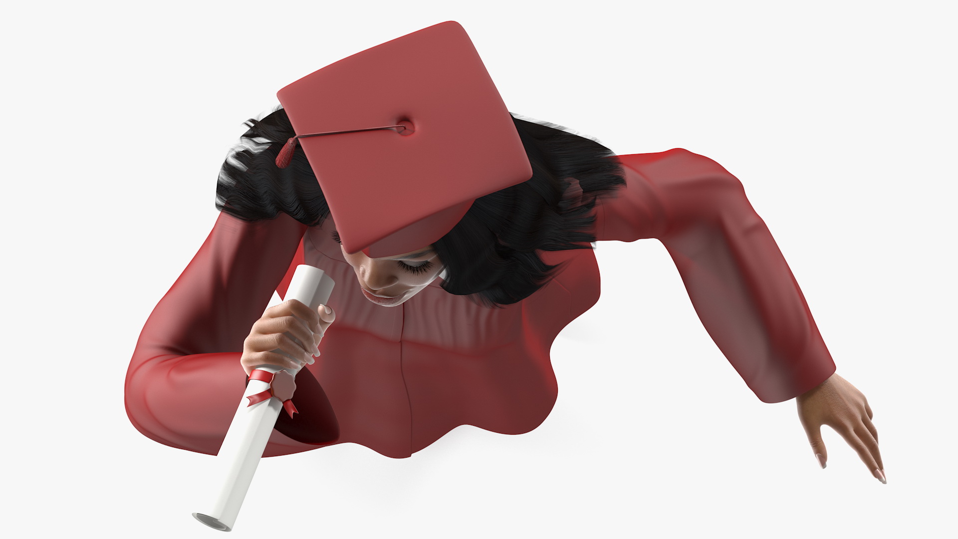 Light Skin Graduation Gown Woman 3D