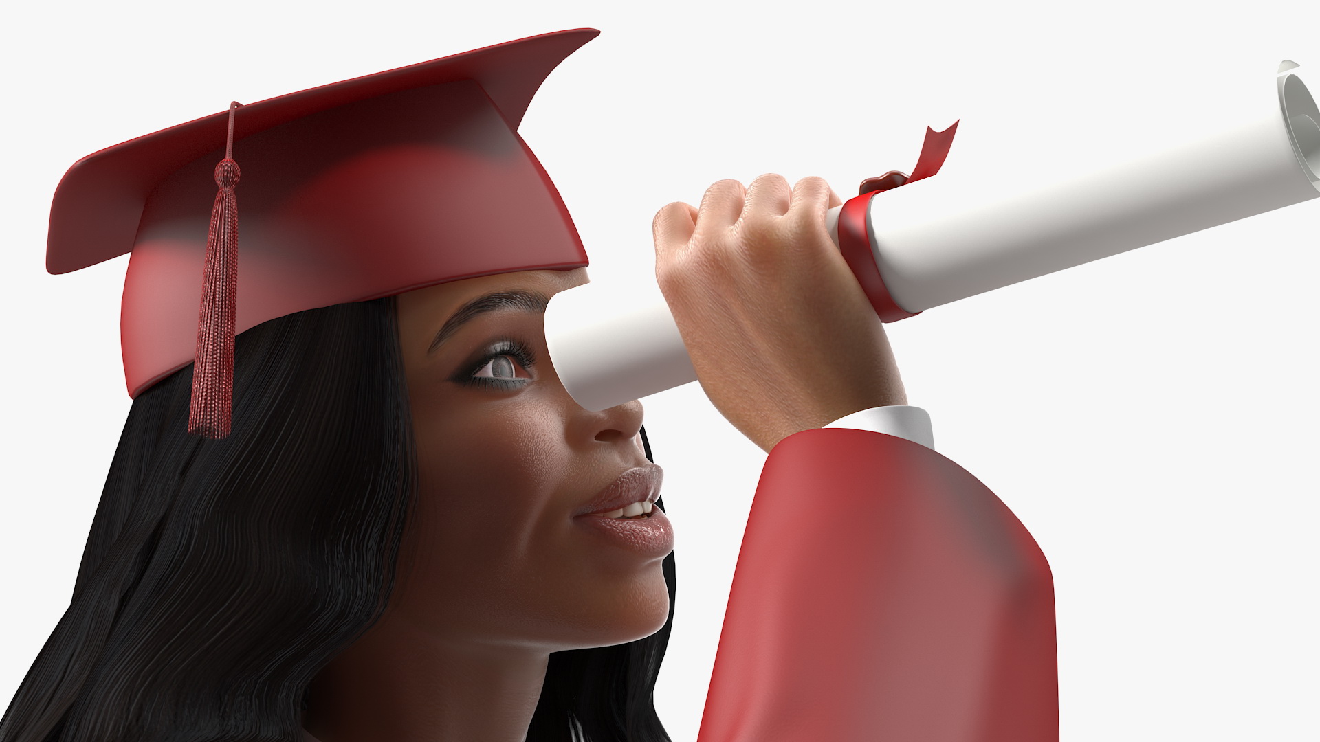Light Skin Graduation Gown Woman 3D