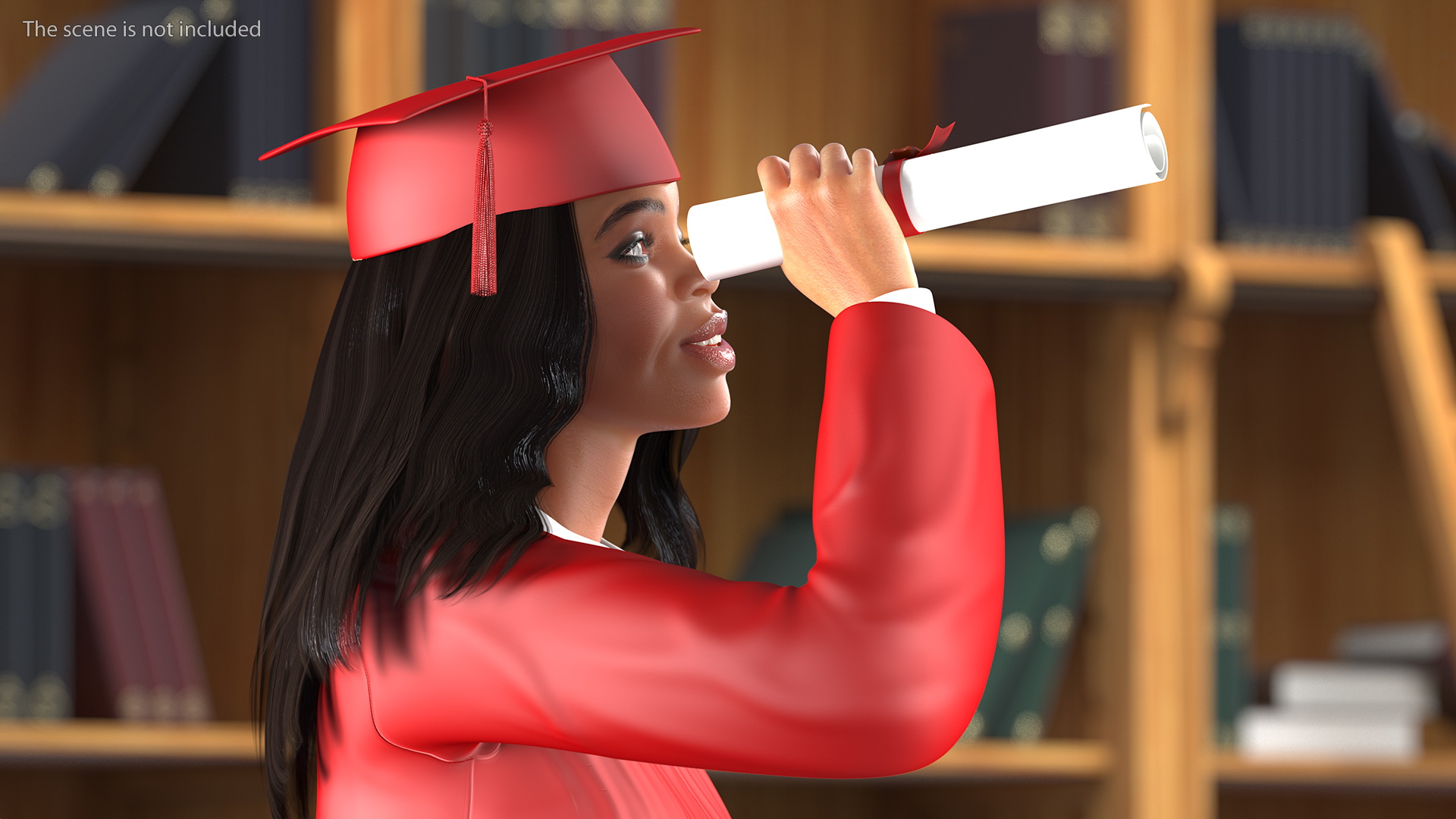 Light Skin Graduation Gown Woman 3D