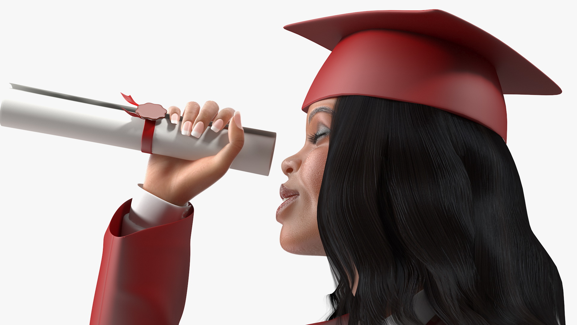 Light Skin Graduation Gown Woman 3D