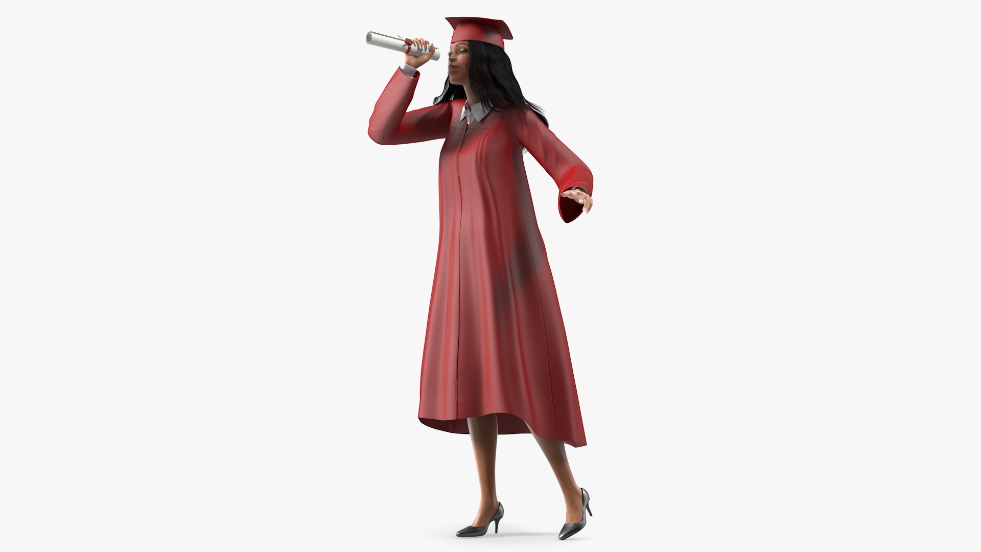 Light Skin Graduation Gown Woman 3D