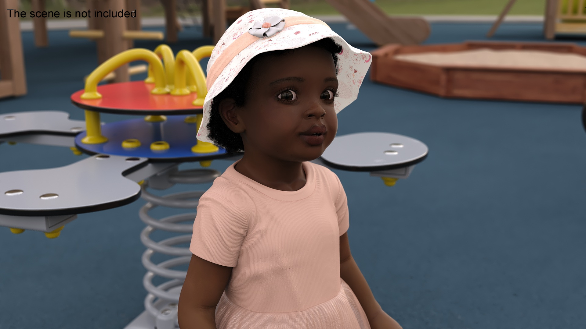 3D Little African Girl Light Skin in Summer Fur Rigged