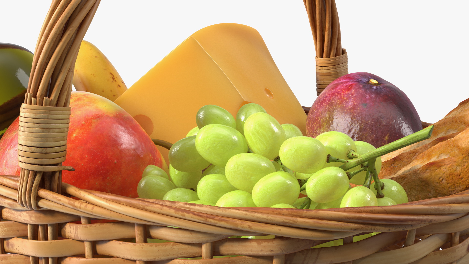Straw Basket Full of Products 3D model
