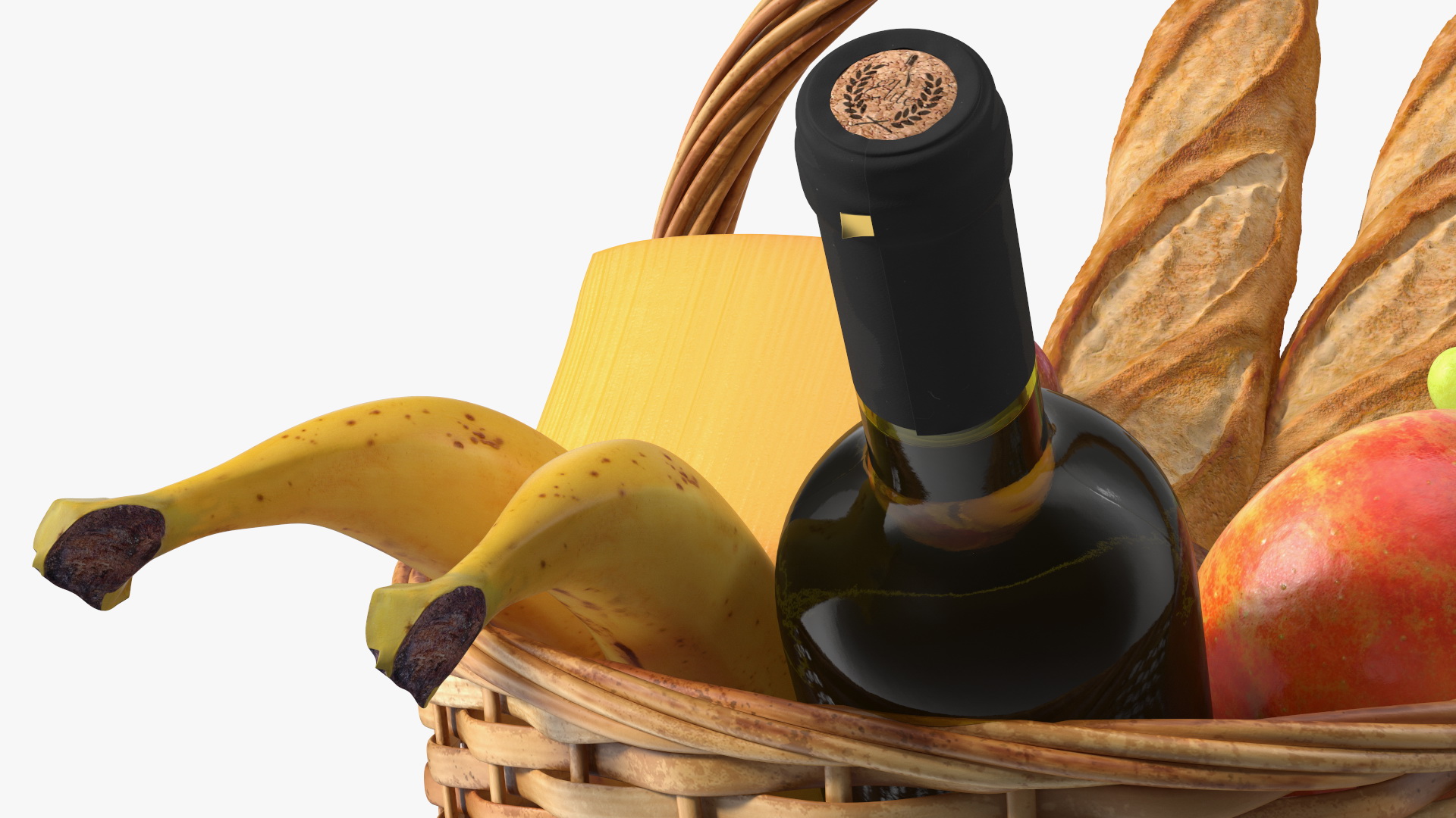 Straw Basket Full of Products 3D model
