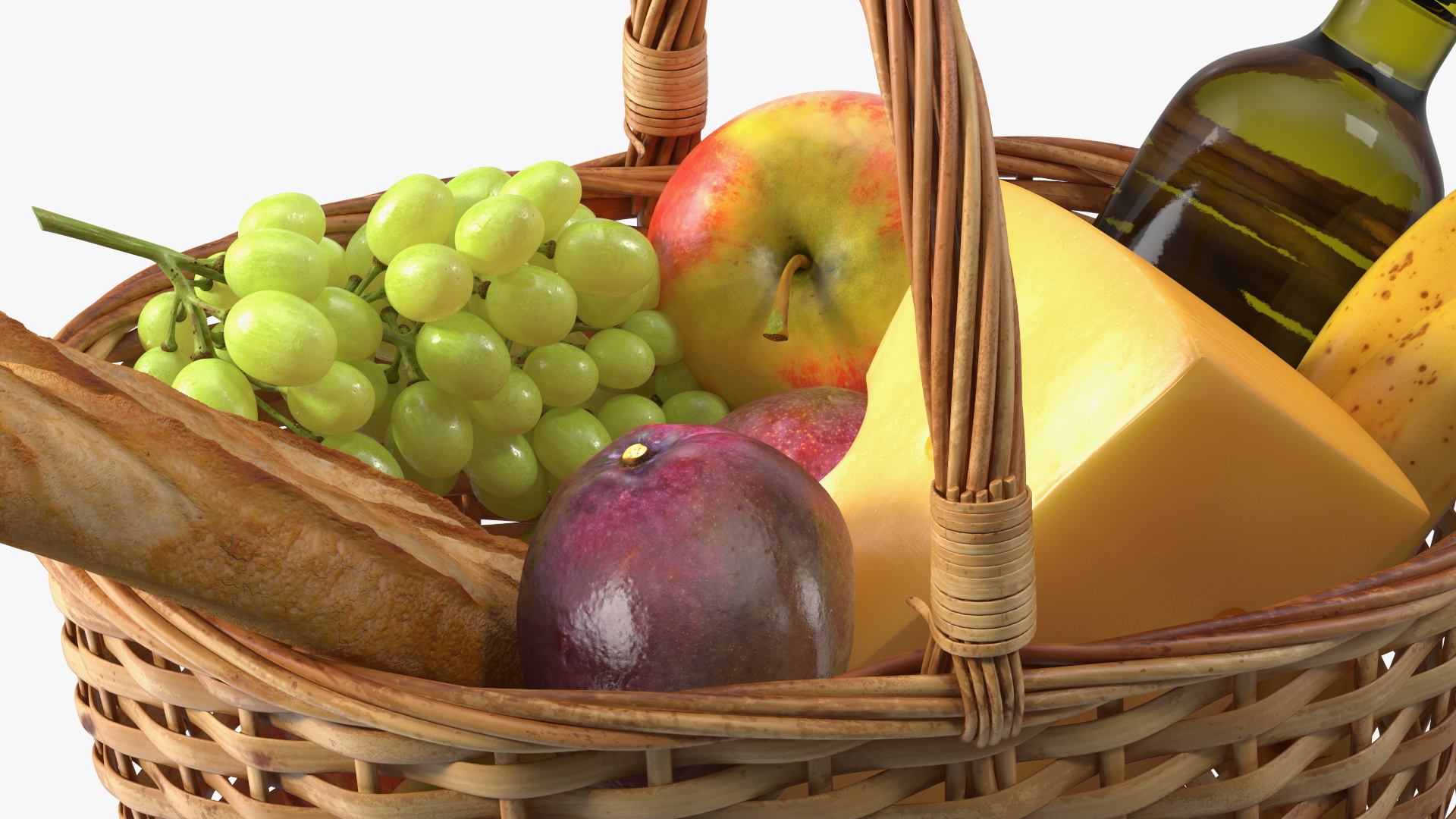 Straw Basket Full of Products 3D model