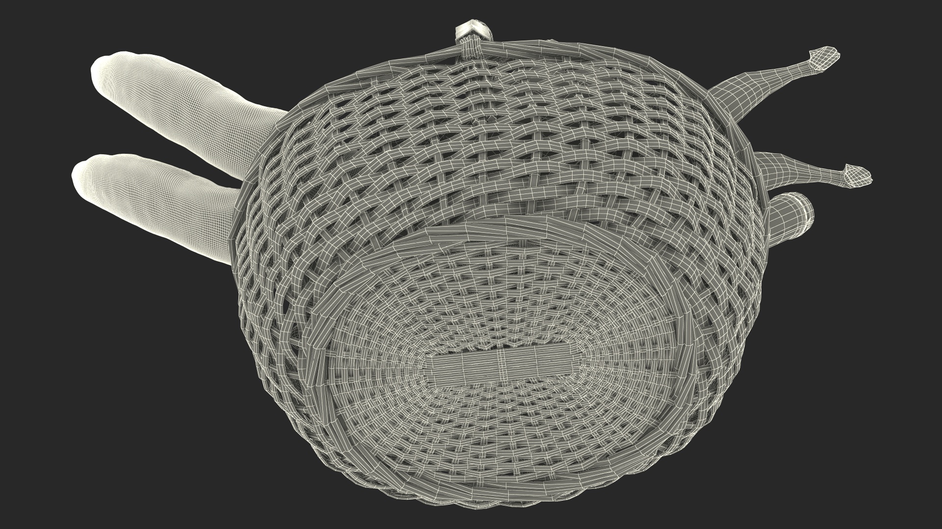 Straw Basket Full of Products 3D model