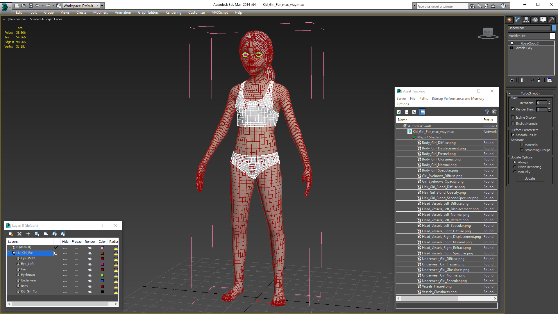 Kid Girl Fur 3D
