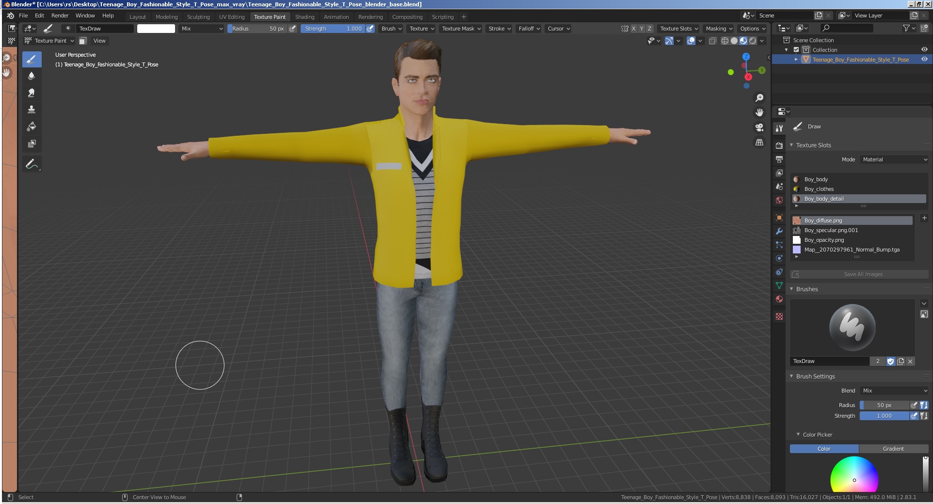 3D Teenage Boy Fashionable Style T Pose