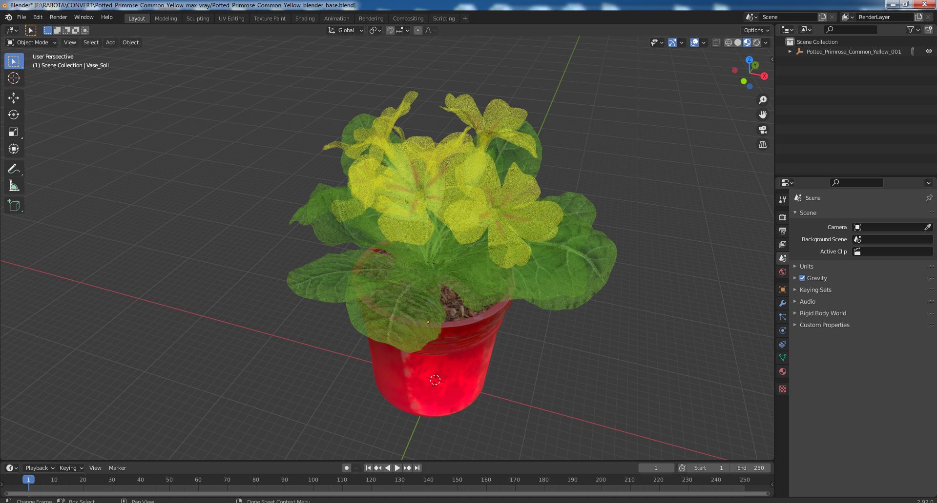 Potted Primrose Common Yellow 3D model