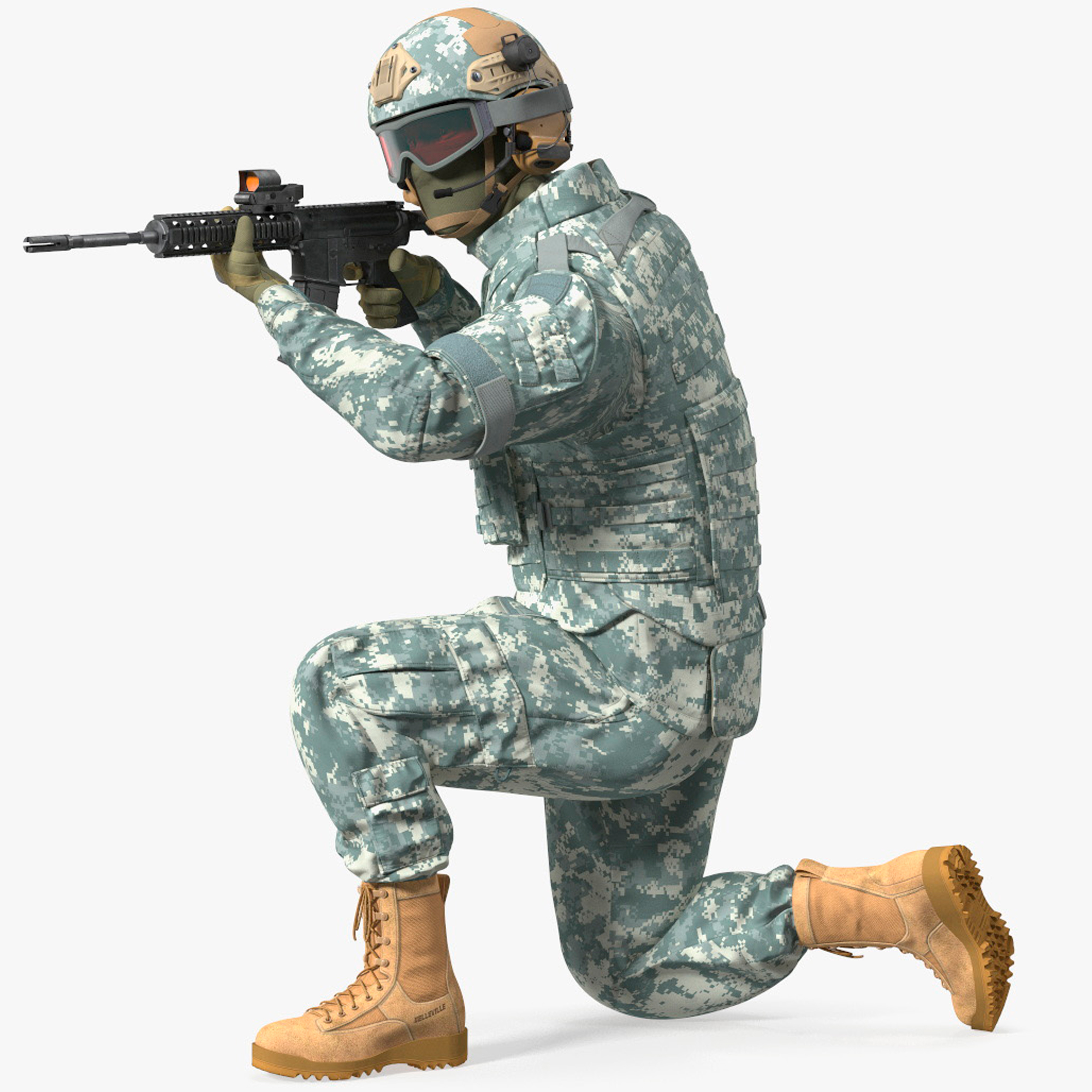 3D model Military Soldier in Grey Camo Rigged for Maya