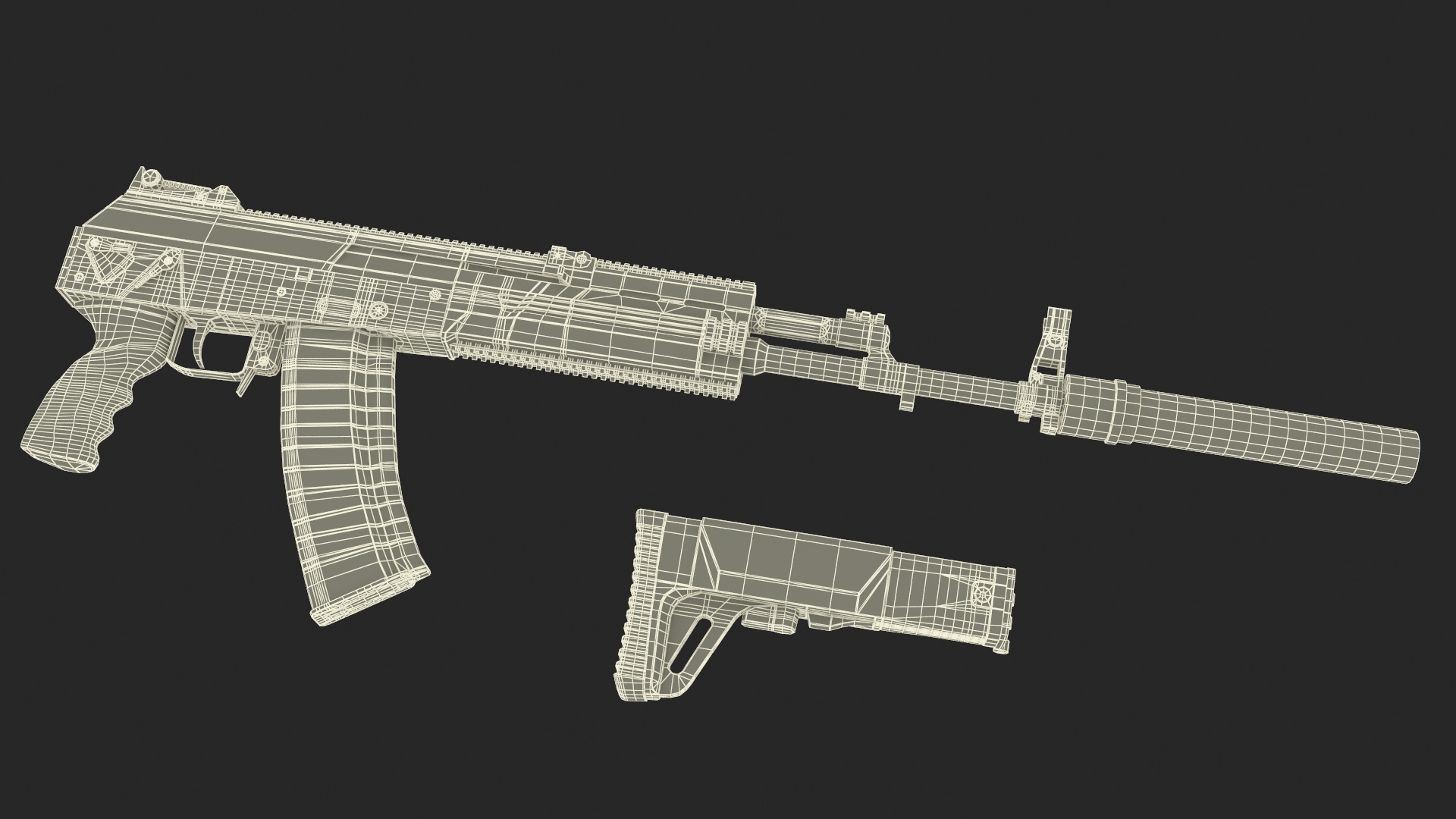 3D model Russian Assault Rifle AK-12 2011 with Silencer Old