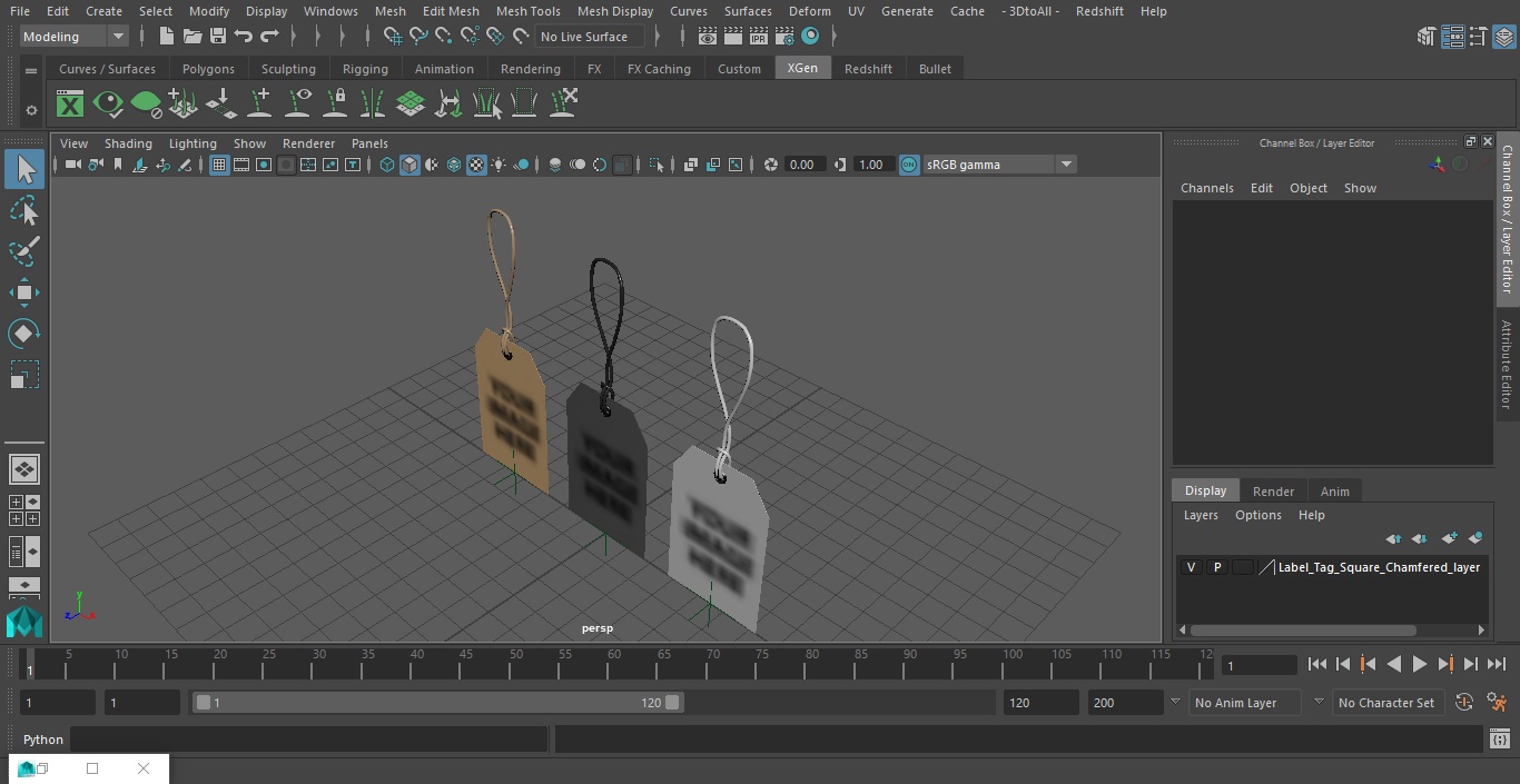Label Tag Square  Chamfered 3D