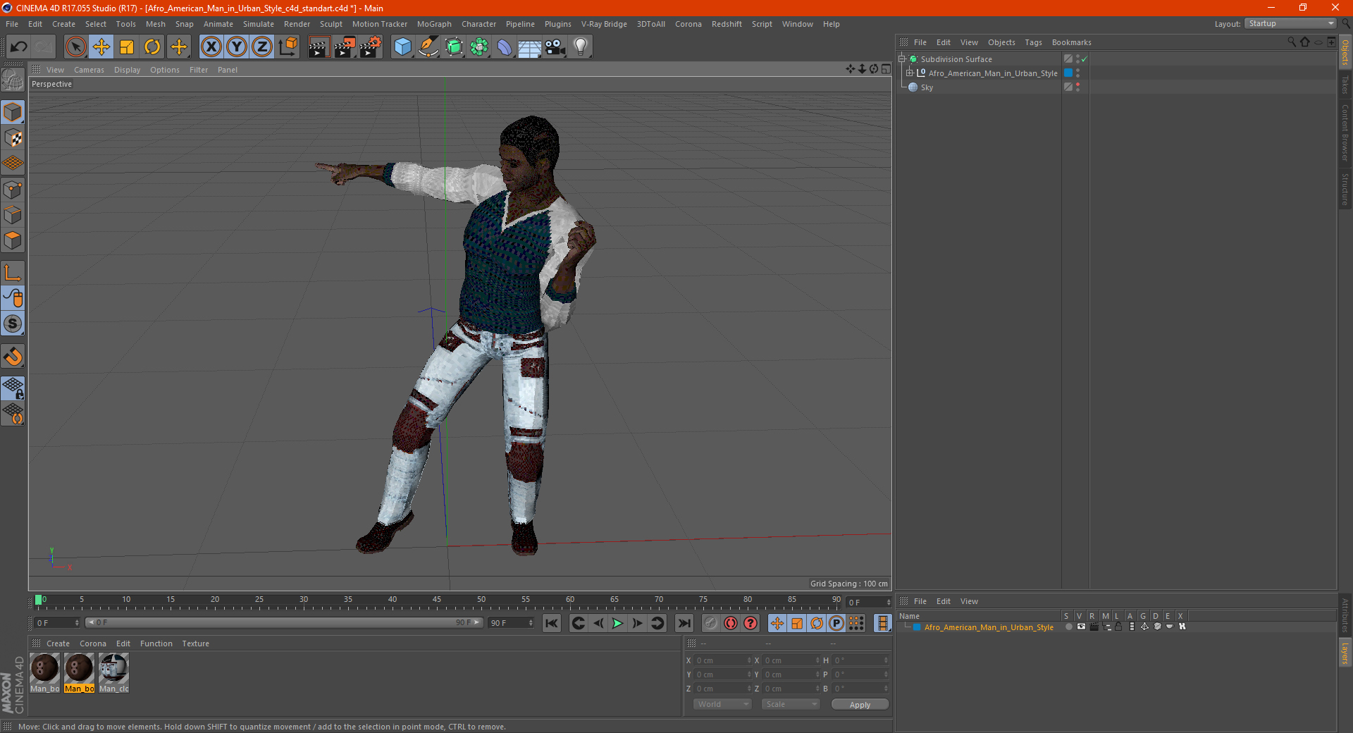 Afro American Man in Urban Style 3D